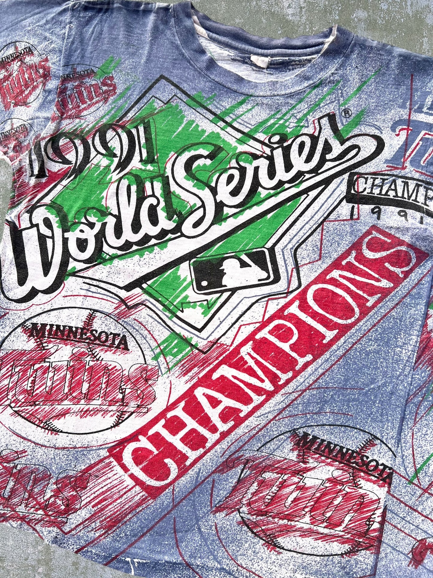 1991 Minnesota Twins World Series Champions All Over Print Tee (L)