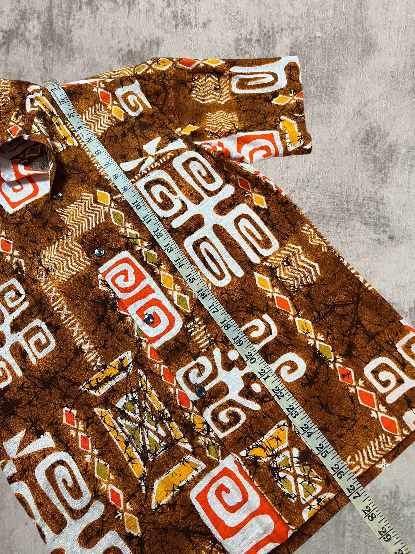 ‘50s Cotton Hawaiian Loop Collar Shirt (S)
