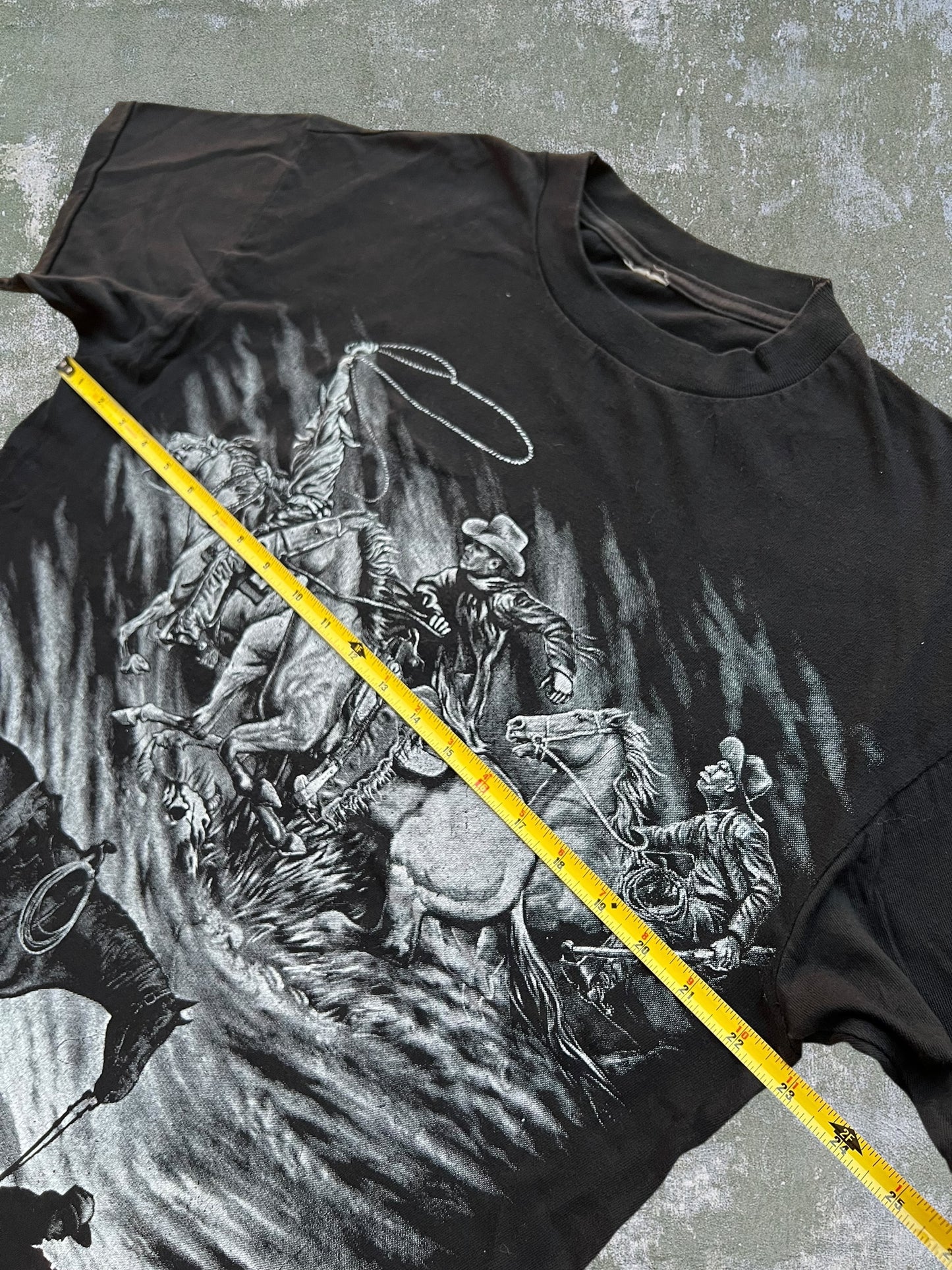 Early-90s Cowboy All Over Print Tee (L)