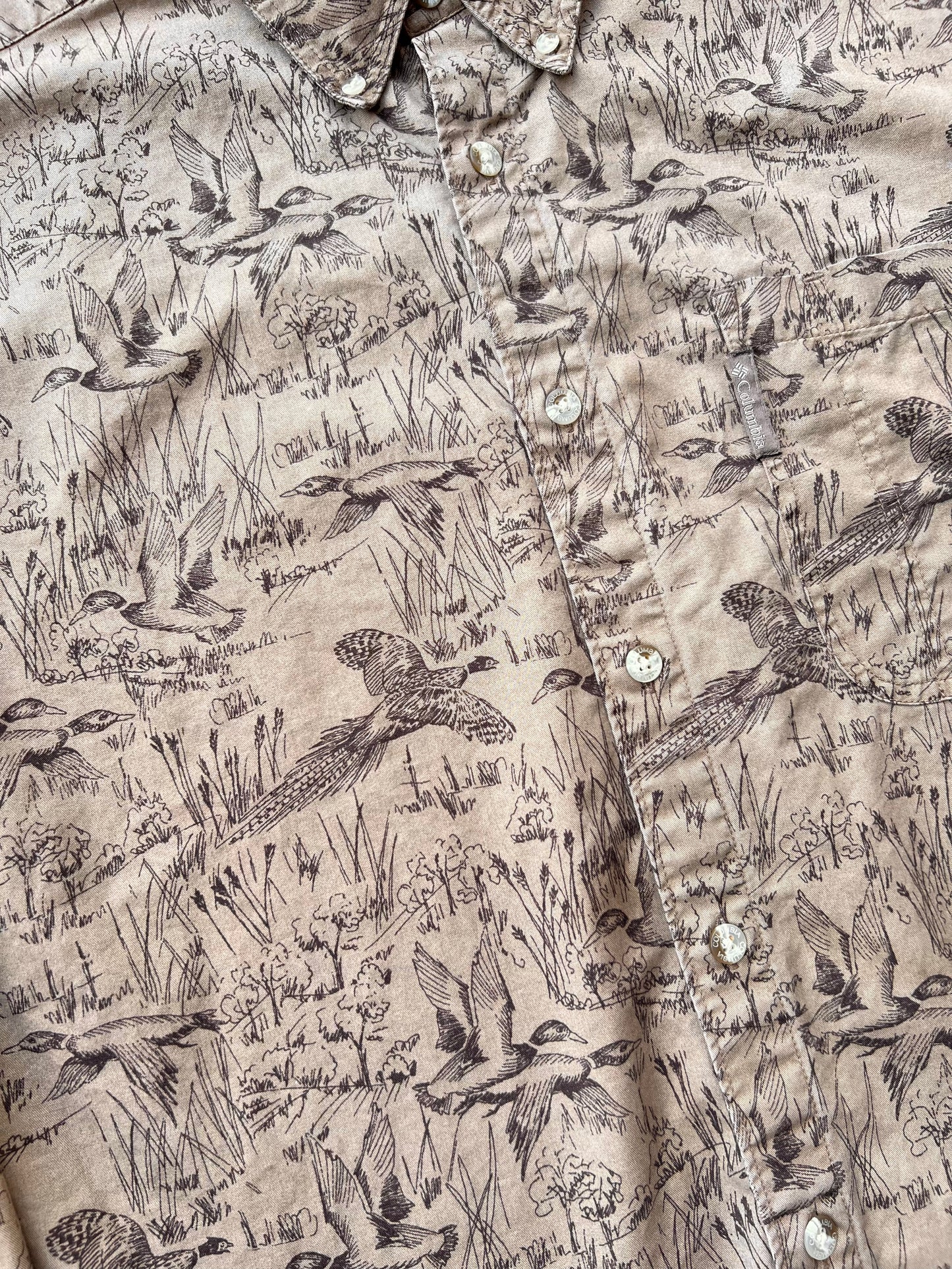 ‘90s Columbia Duck Pattern Shirt (L)