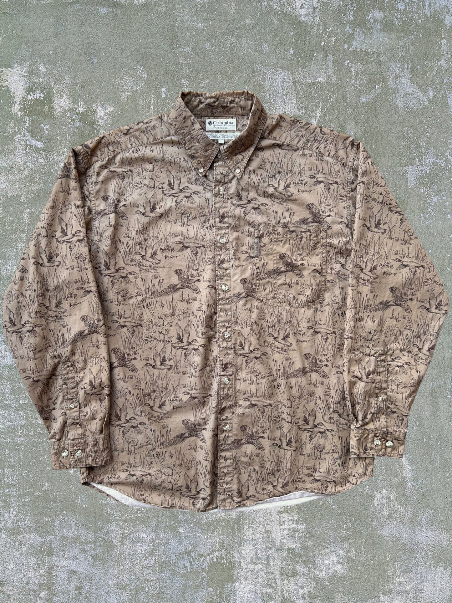 ‘90s Columbia Duck Pattern Shirt (L)