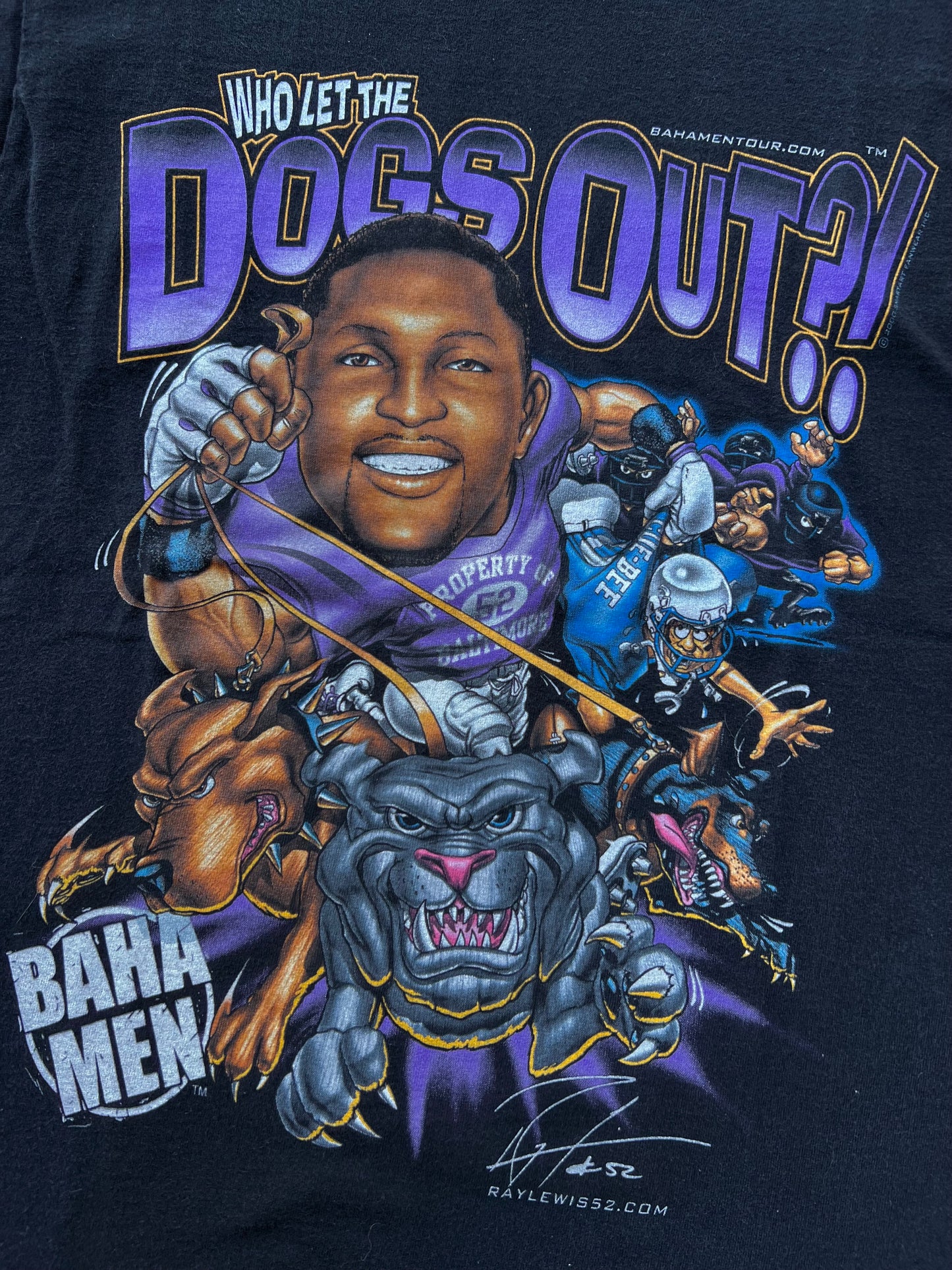 2000 Baltimore Ravens Ray Lewis “Who Let The Dogs Out” Tee (M)