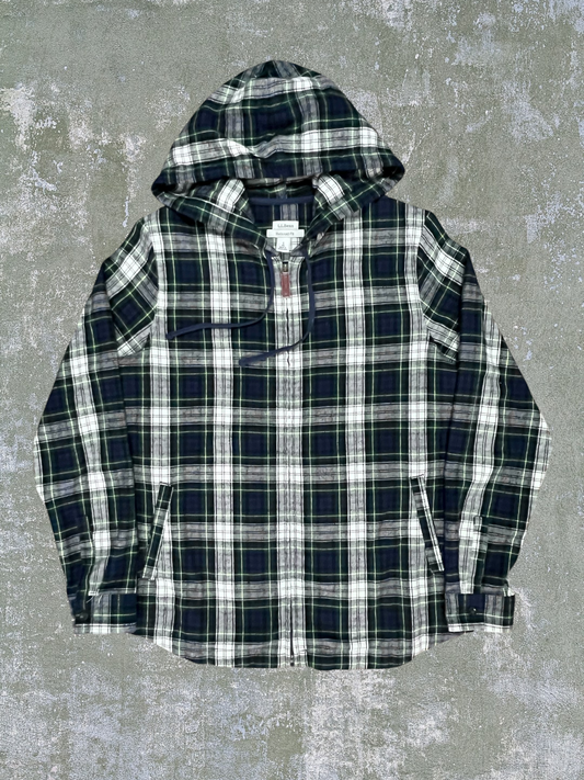 LL Bean Hooded Zip Flannel Shirt (S)