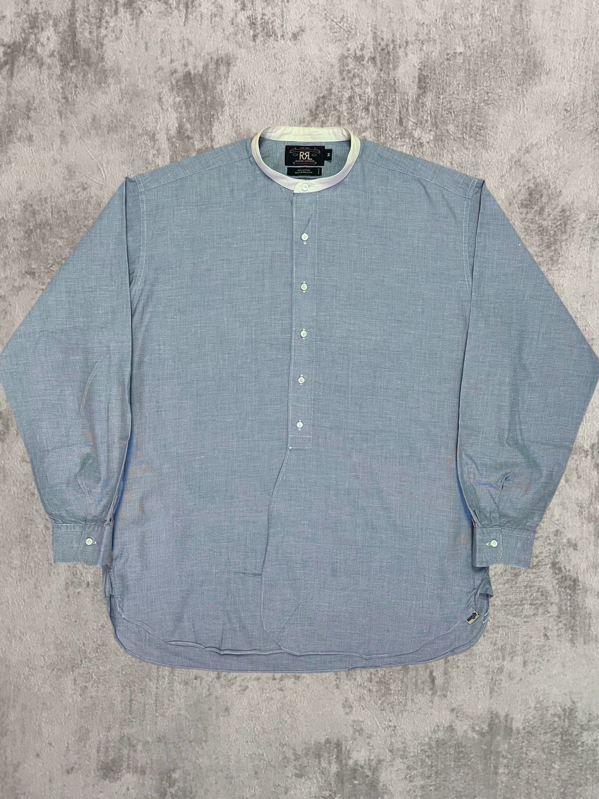 Vintage Double RL Ralph Lauren Band Collar Dress Shirt (XL)