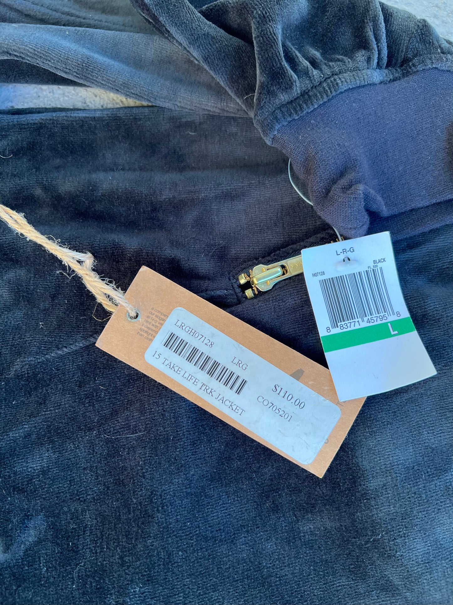 Early-2000s LRG “Take Life” Velour Jacket (L) (New With Tags)