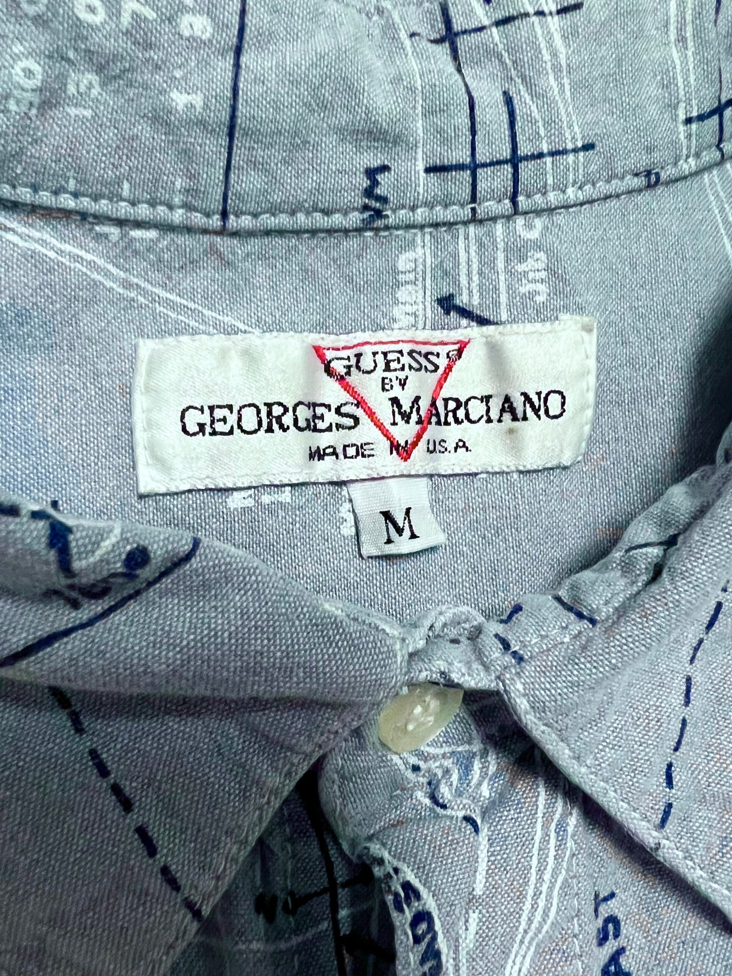 ‘90s Guess Map Patterned Shirt (XL)