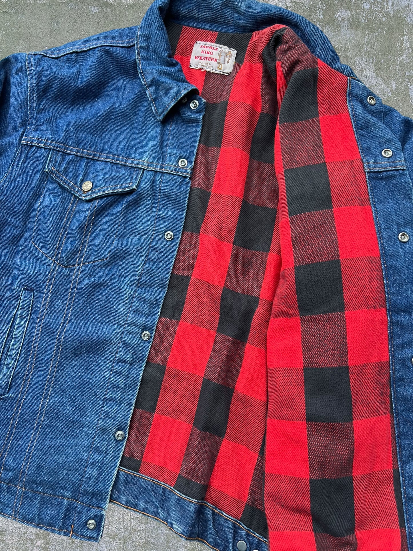 ‘80s/‘90s Saddle King Flannel Lined Denim Jacket (M)