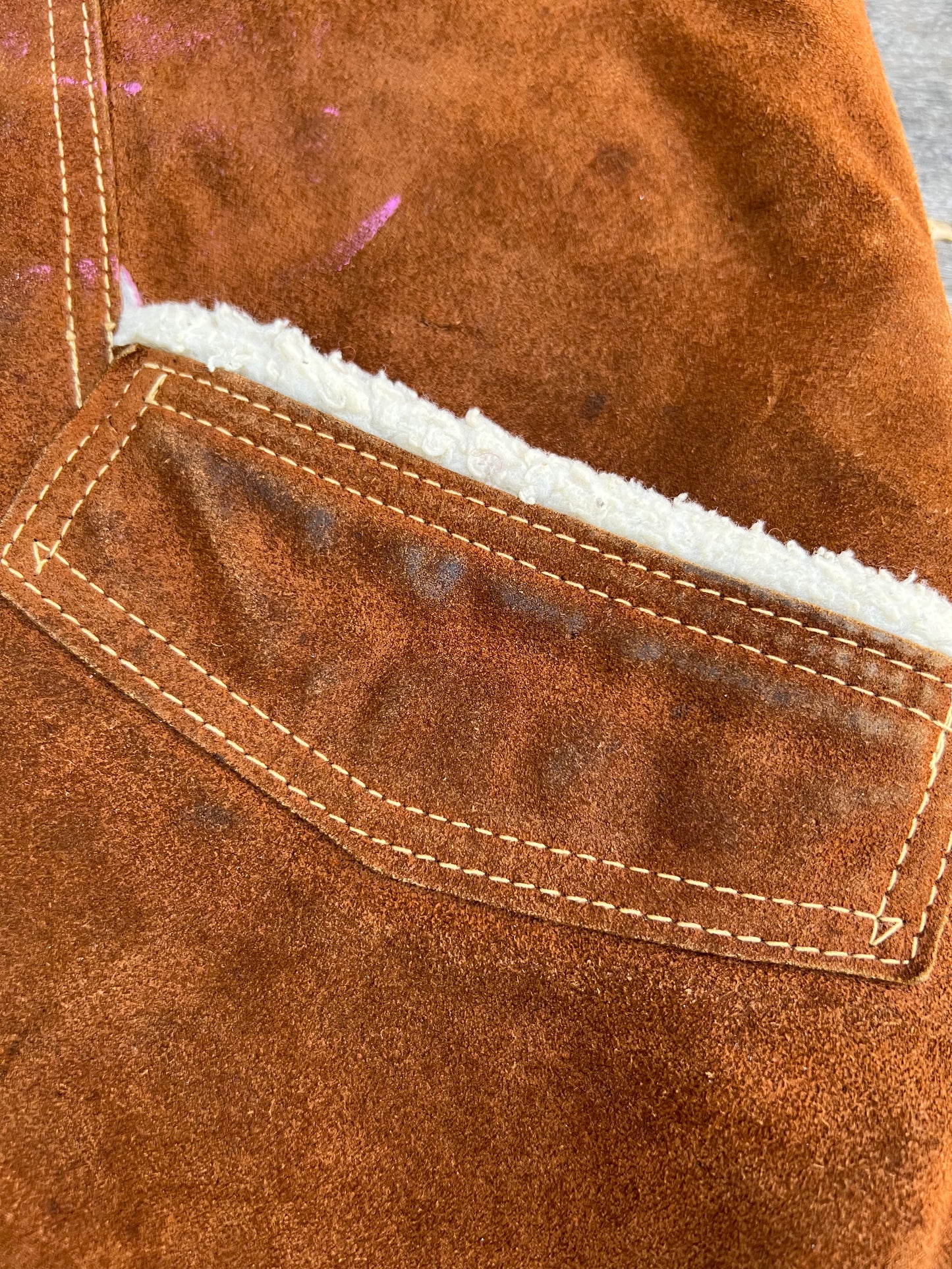 ‘70s JC Penney Suede Sherpa Fleece Western Vest (M)