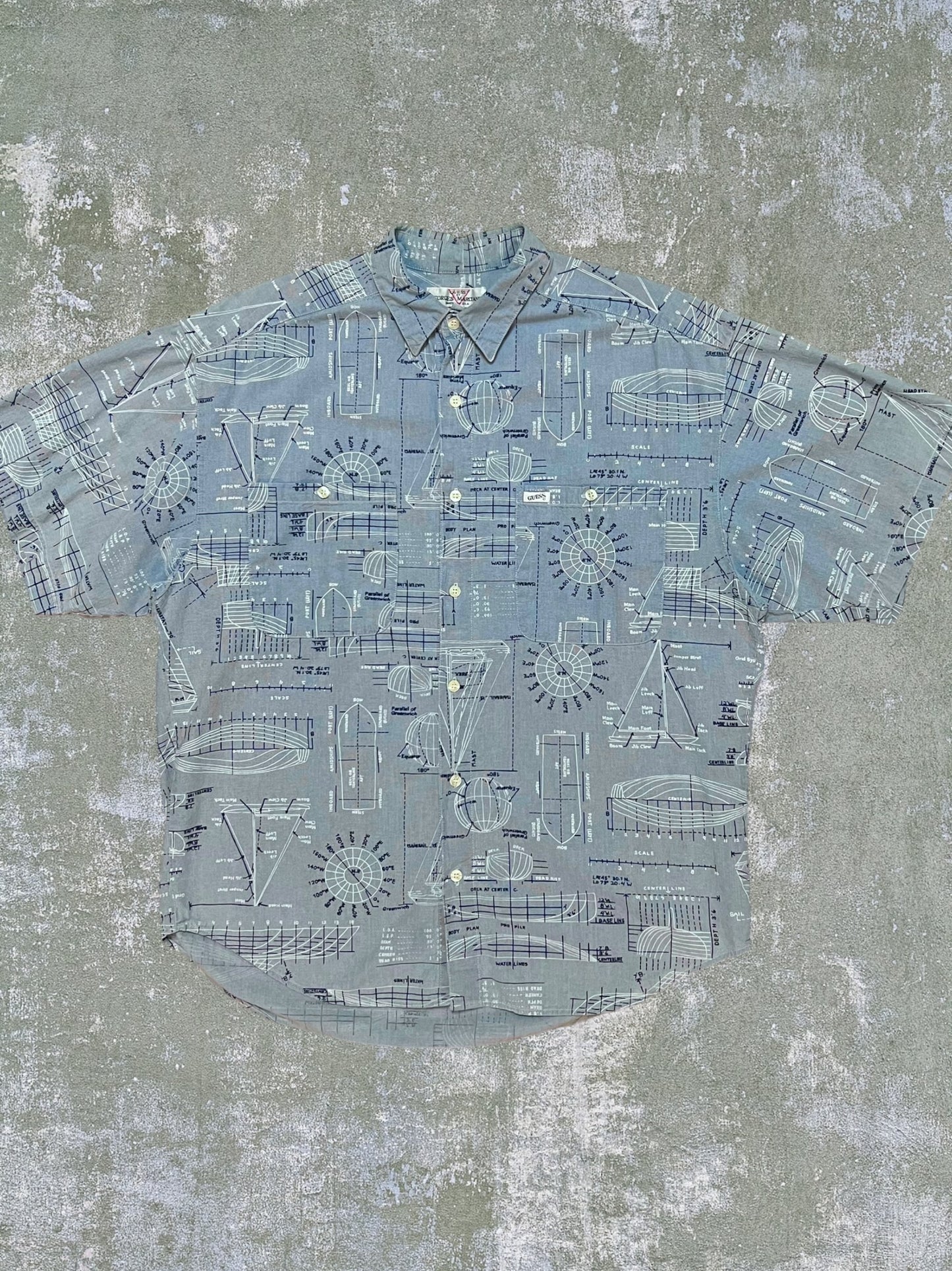 ‘90s Guess Map Patterned Shirt (XL)