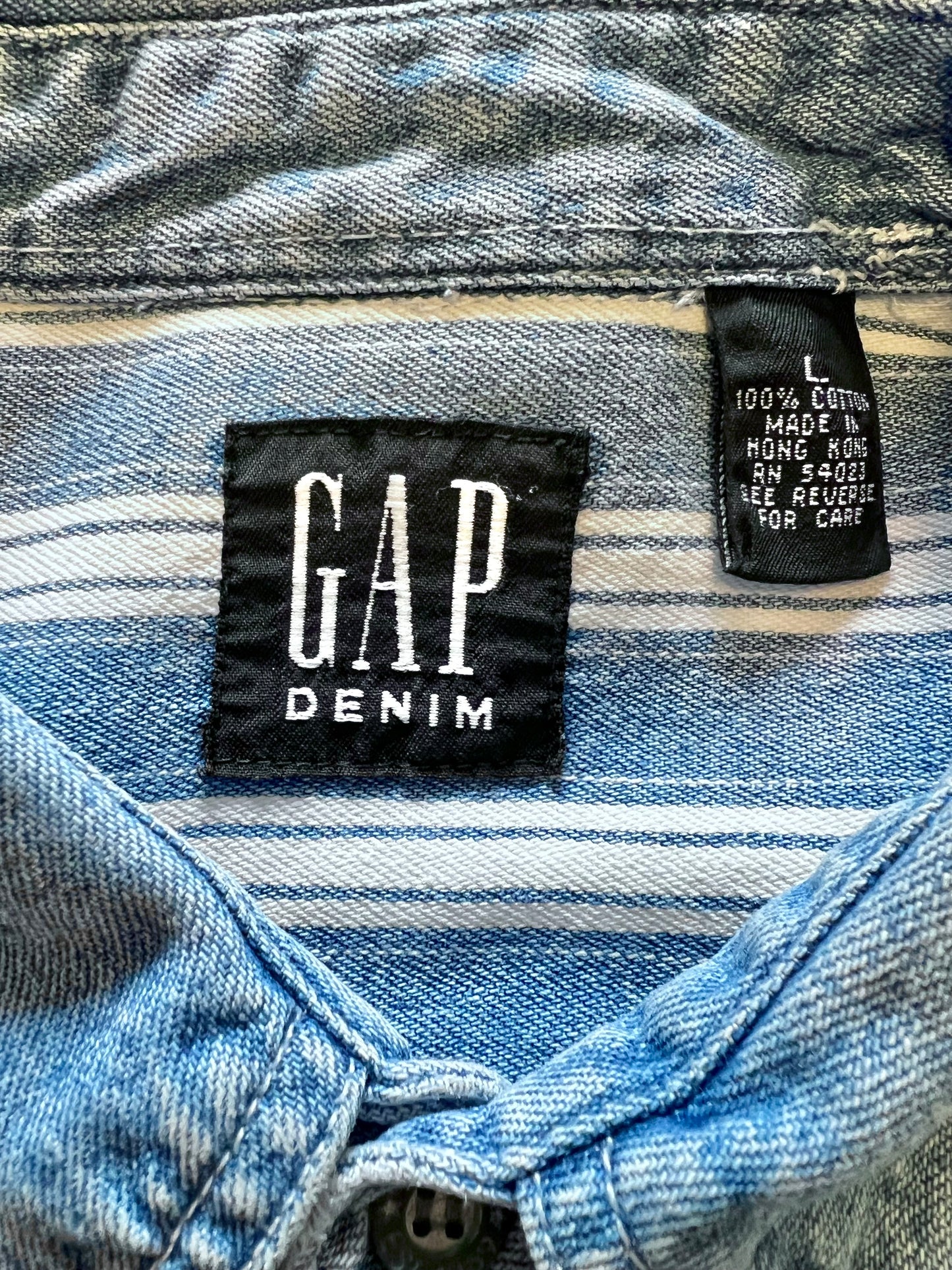‘90s Gap Striped Denim Shirt (L)