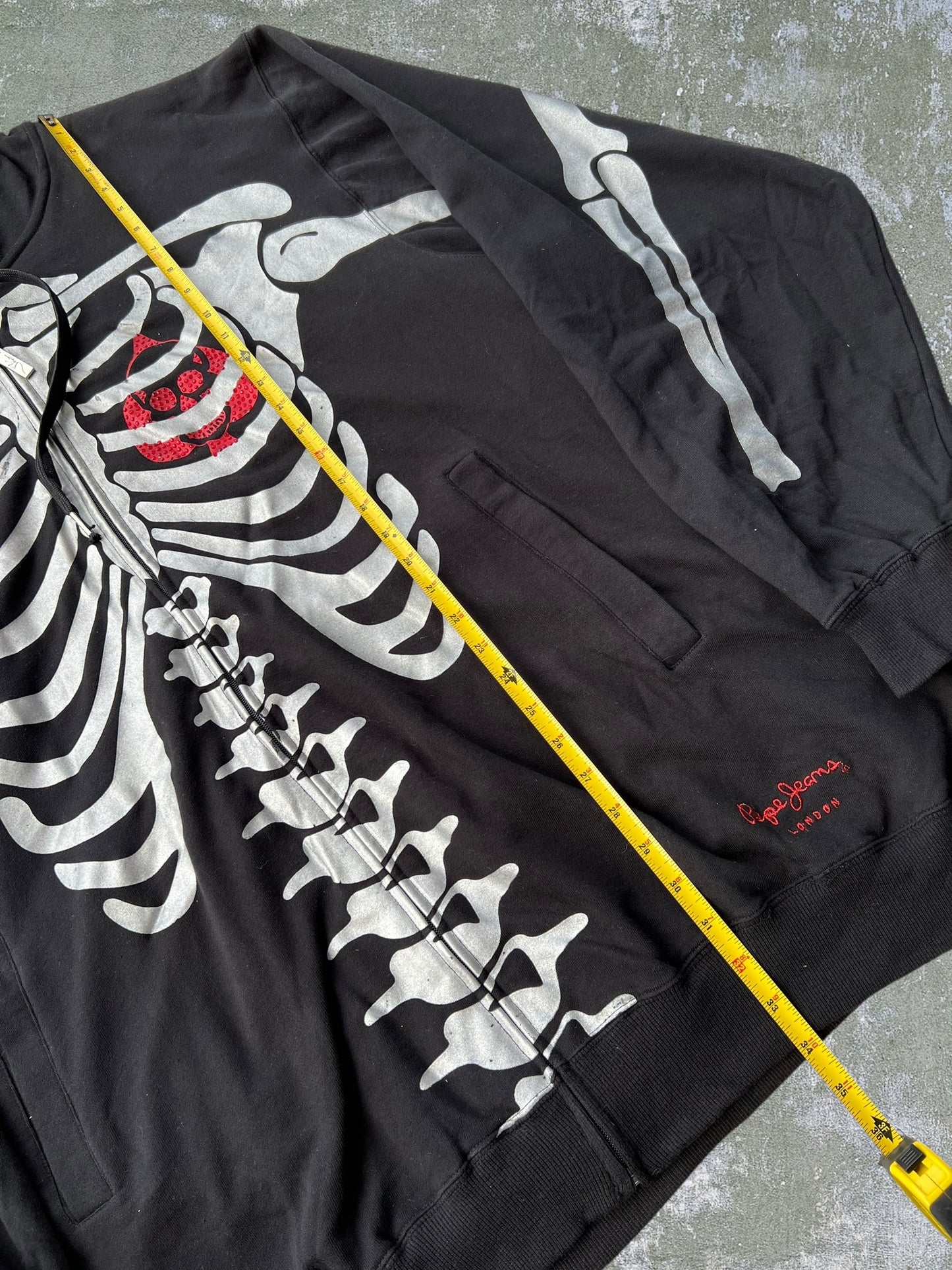 Early-2000s Pepe Jeans Skeleton Zip Hoodie (4XL) (New With Tags)