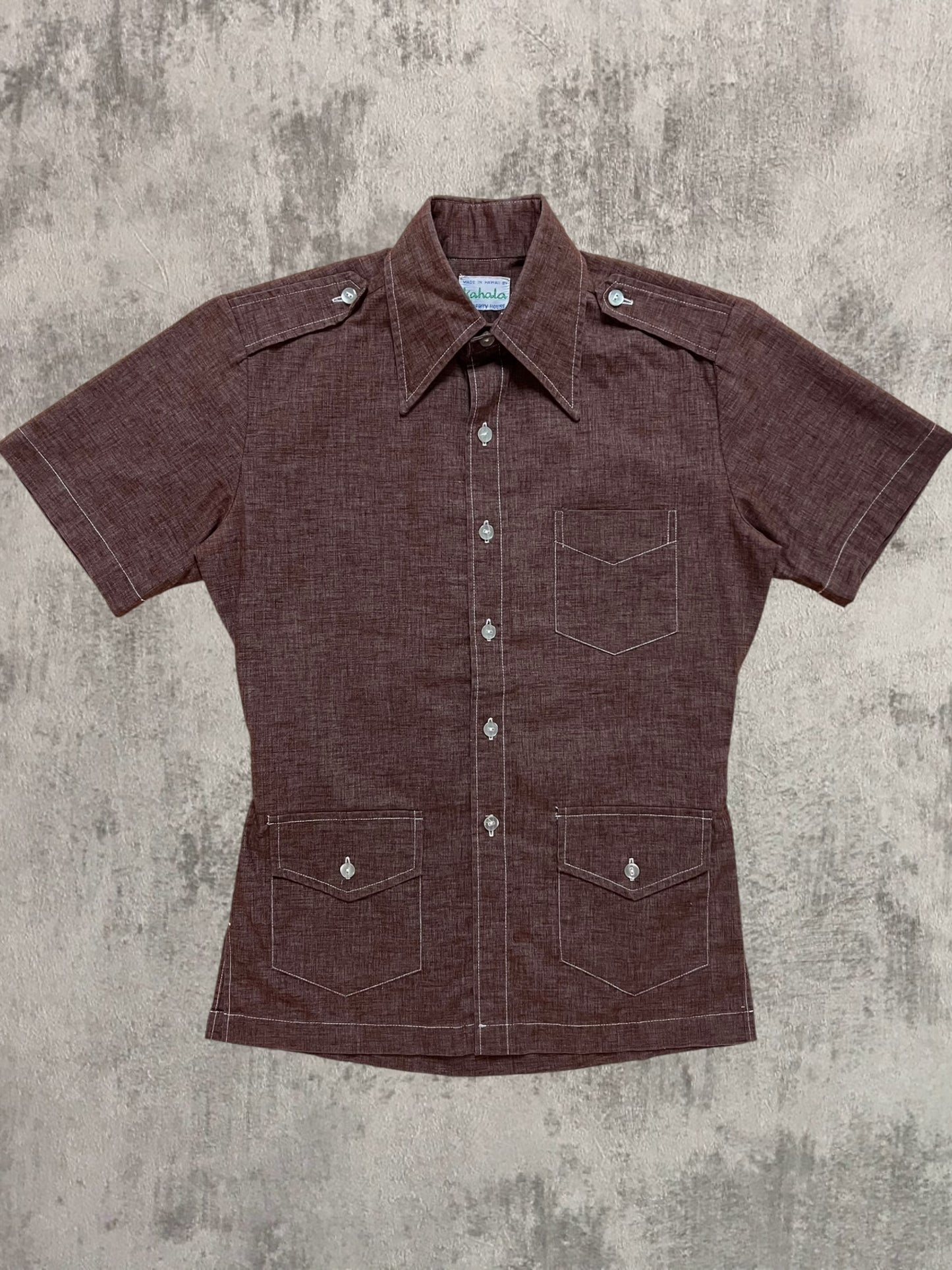 ‘50s Cotton Hawaiian Safari Shirt (M)