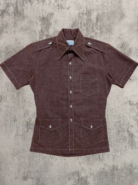 ‘50s Cotton Hawaiian Safari Shirt (M)