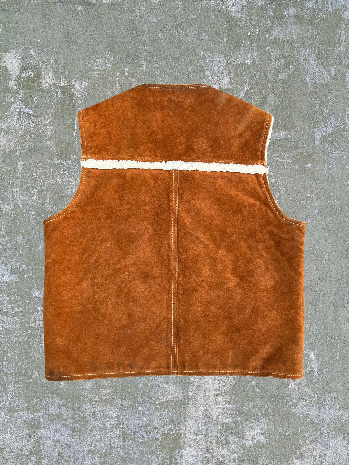 ‘70s JC Penney Suede Sherpa Fleece Western Vest (M)