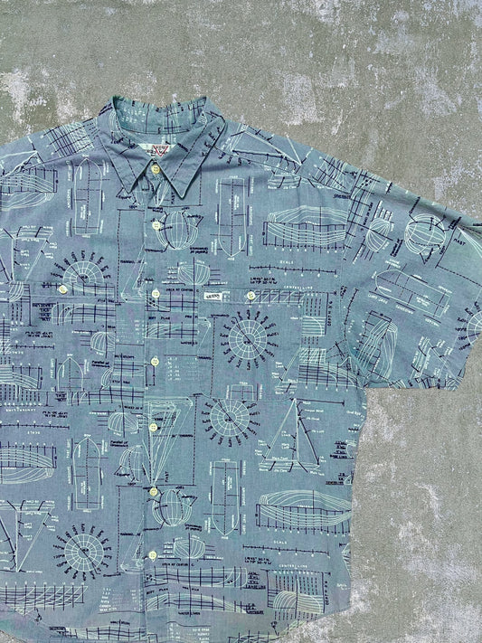 ‘90s Guess Map Patterned Shirt (XL)