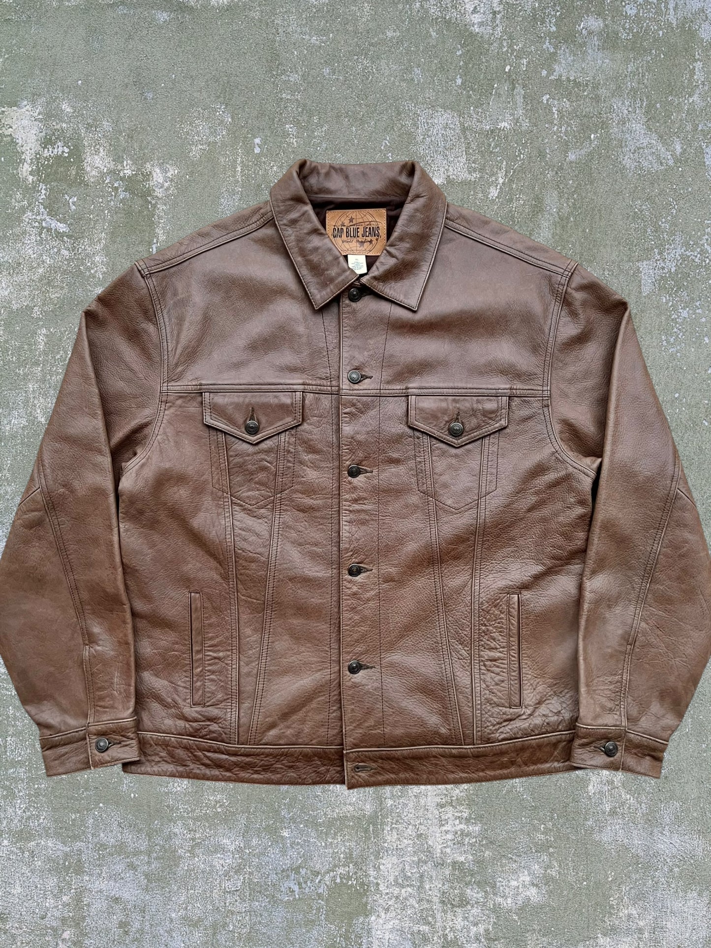 2000 Gap Leather Trucker Jacket (XL)