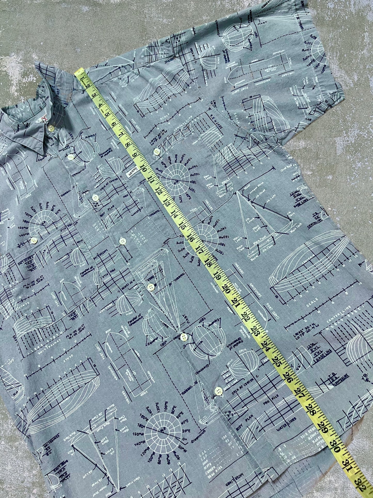 ‘90s Guess Map Patterned Shirt (XL)