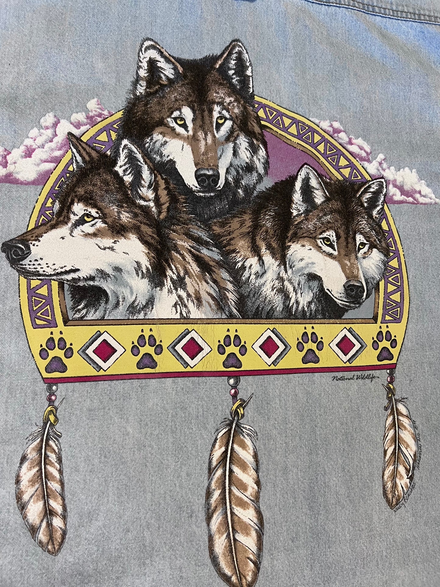 ‘90s Wolf Denim Shirt (M)