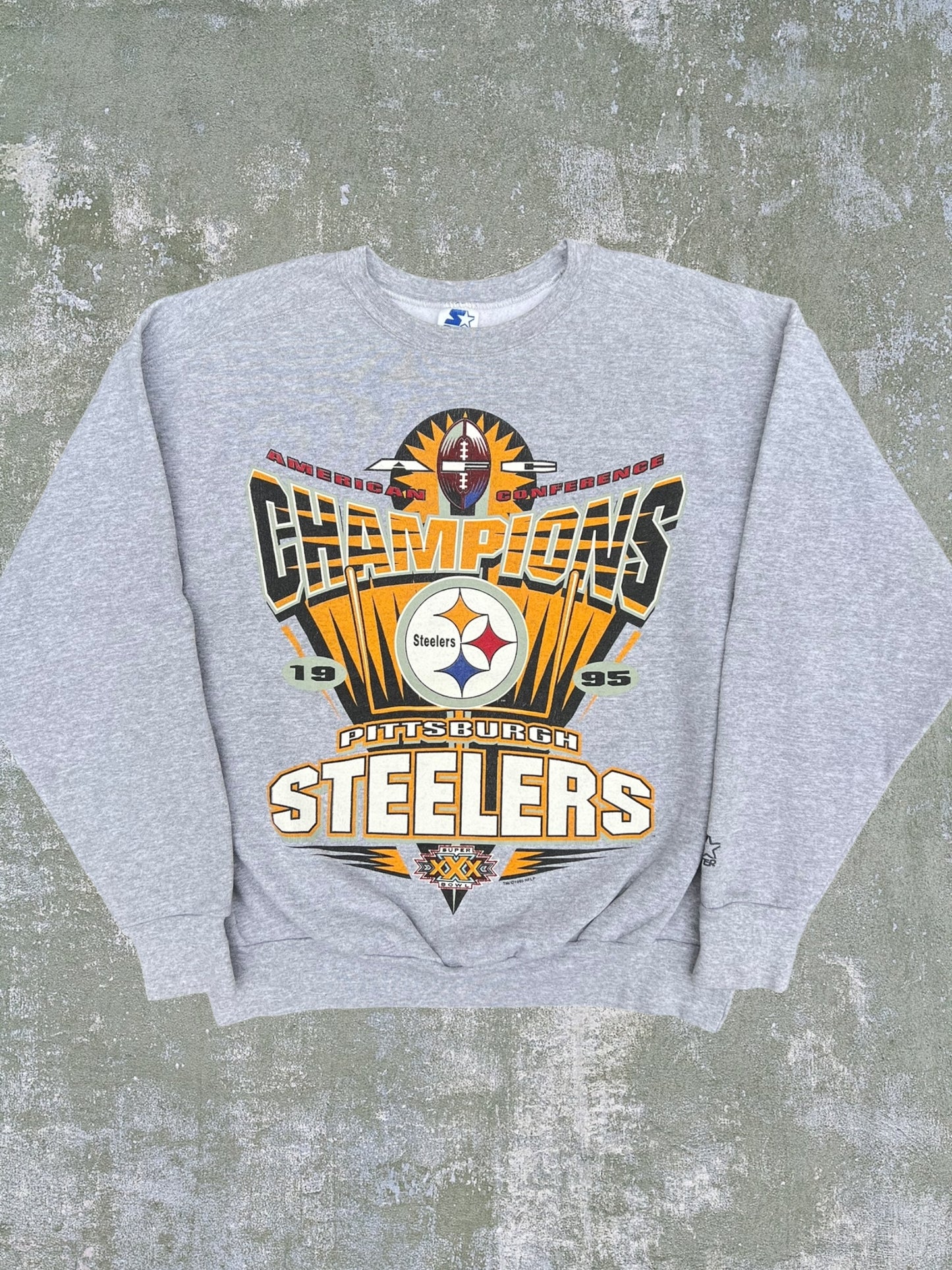 1995 Starter Pittsburgh Steelers AFC Champions Crewneck (M)