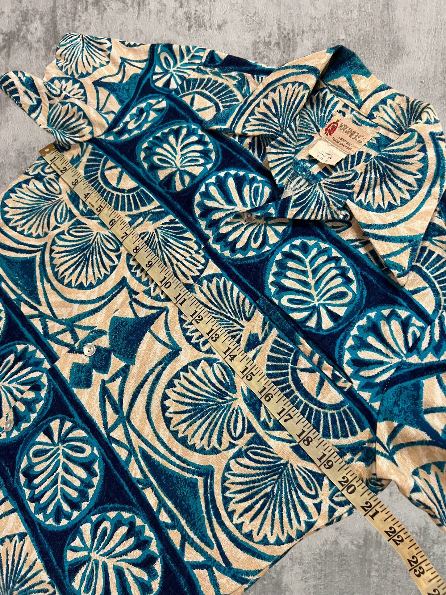 ‘50s Cotton Hawaiian Loop Collar Shirt (S)