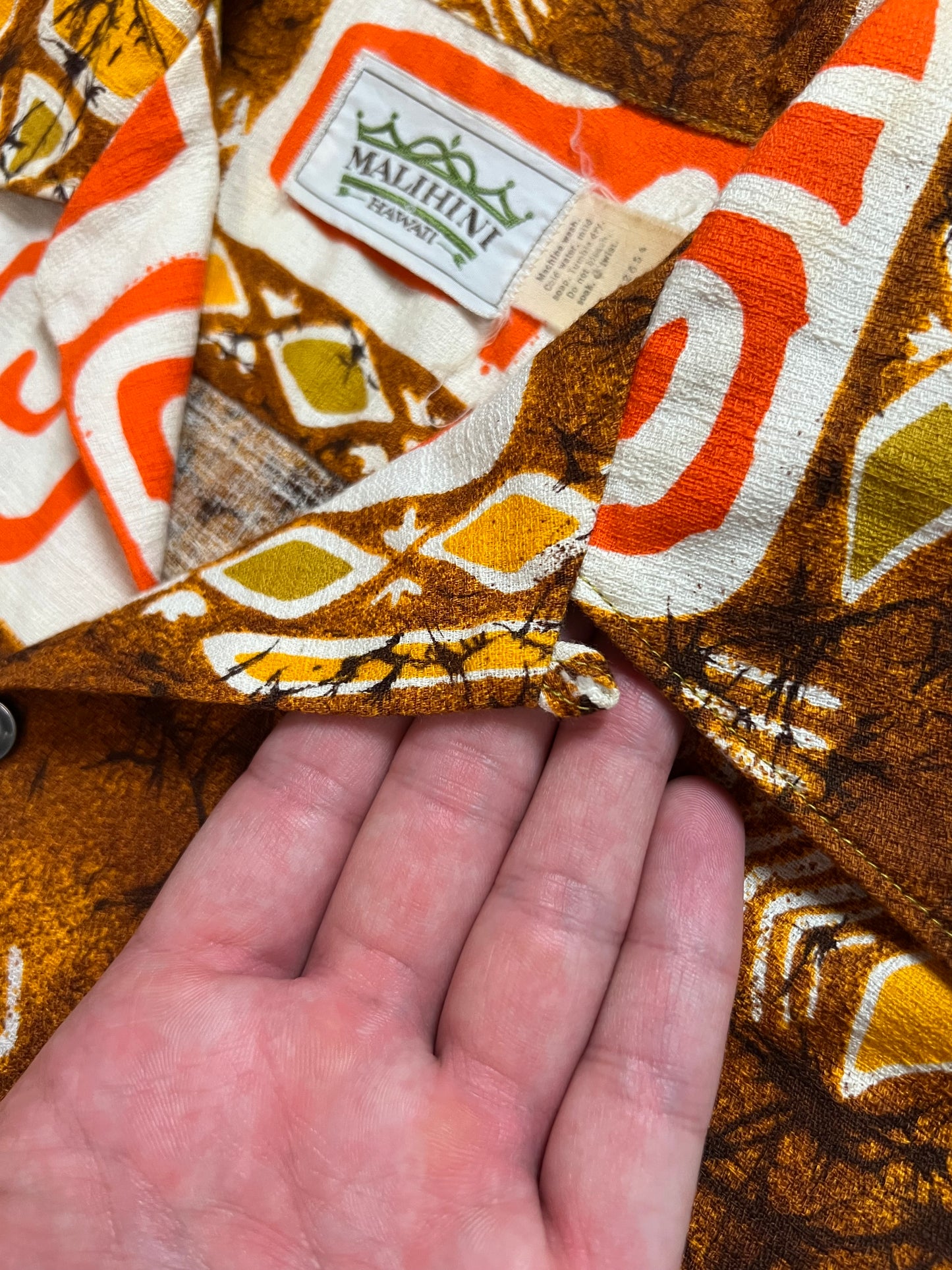 ‘50s Cotton Hawaiian Loop Collar Shirt (S)