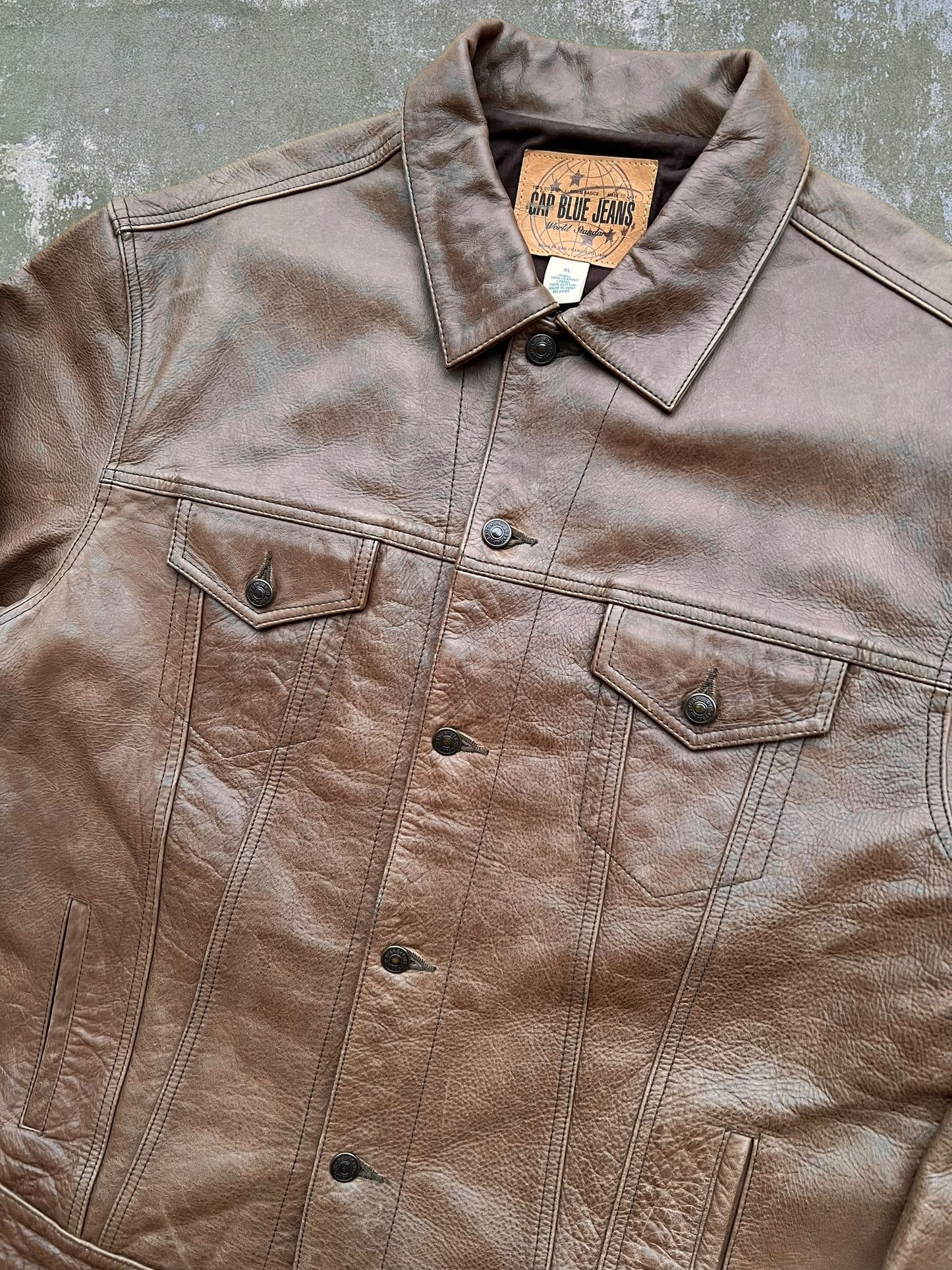 2000 Gap Leather Trucker Jacket (XL)
