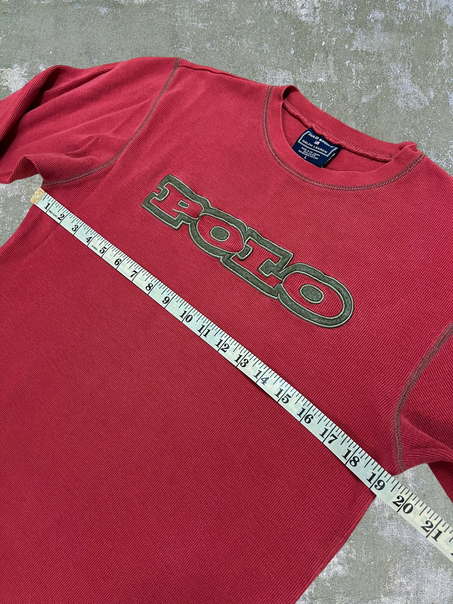 ‘90s/Early-2000s Polo Sport Ralph Lauren Ribbed Long Sleeve Tee (M)