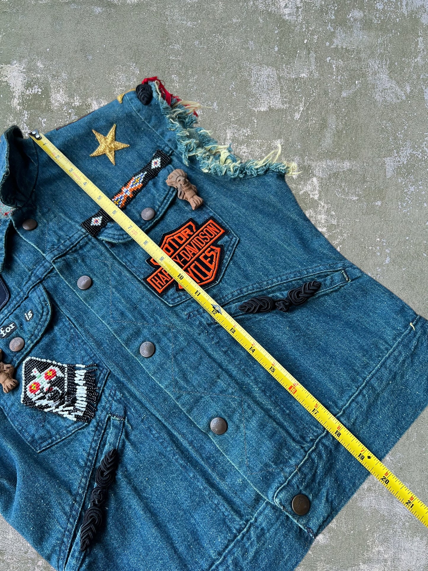 ‘80s Wrangler Alexandria Fire Department Denim Cutoff Vest (S)