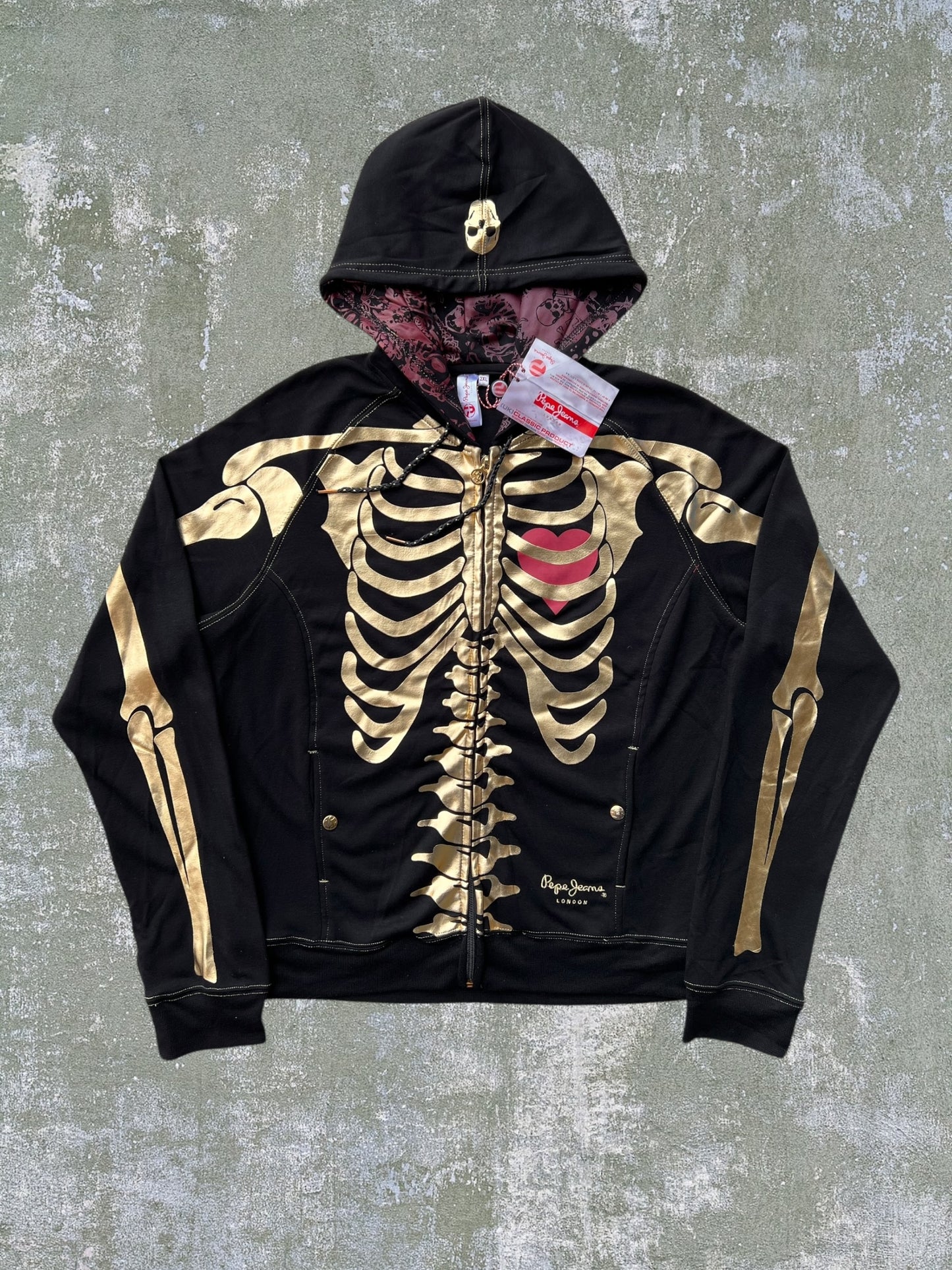 Early-2000s Pepe Jeans Skeleton Zip Hoodie (Women’s XXL) (New With Tags)