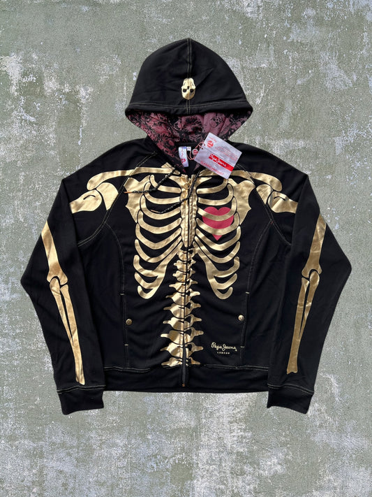 Early-2000s Pepe Jeans Skeleton Zip Hoodie (Women’s XXL) (New With Tags)