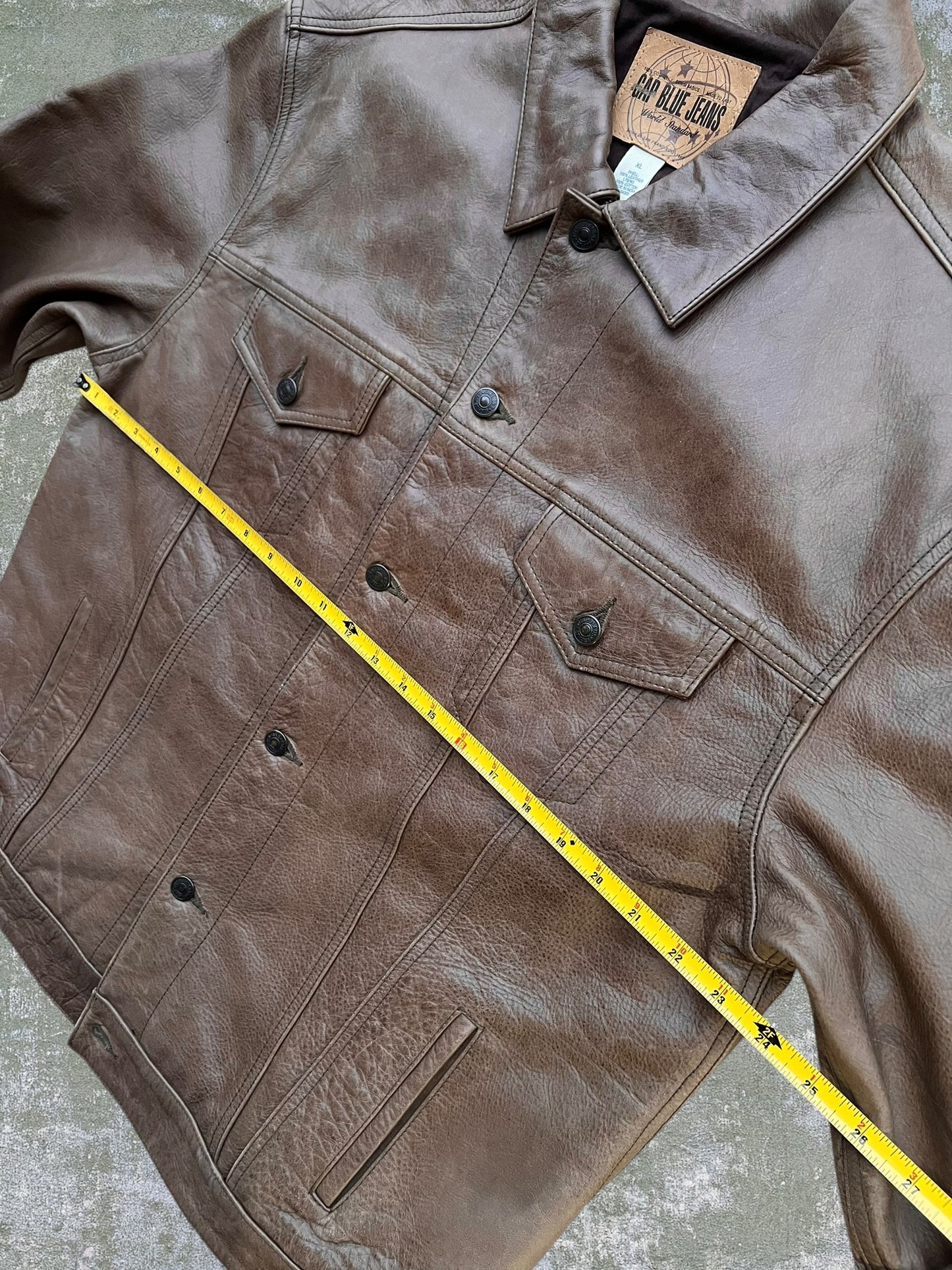 2000 Gap Leather Trucker Jacket (XL)