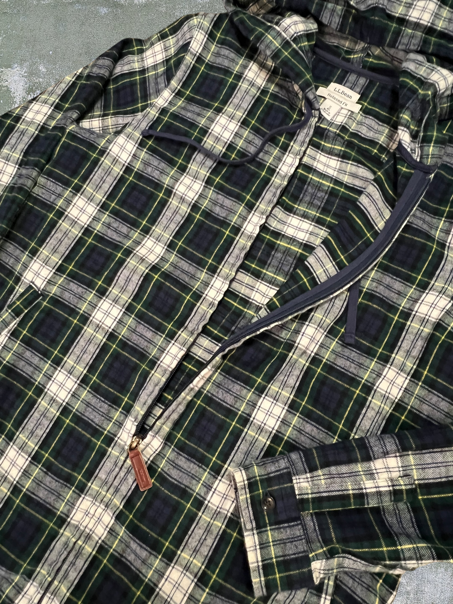 LL Bean Hooded Zip Flannel Shirt (S)