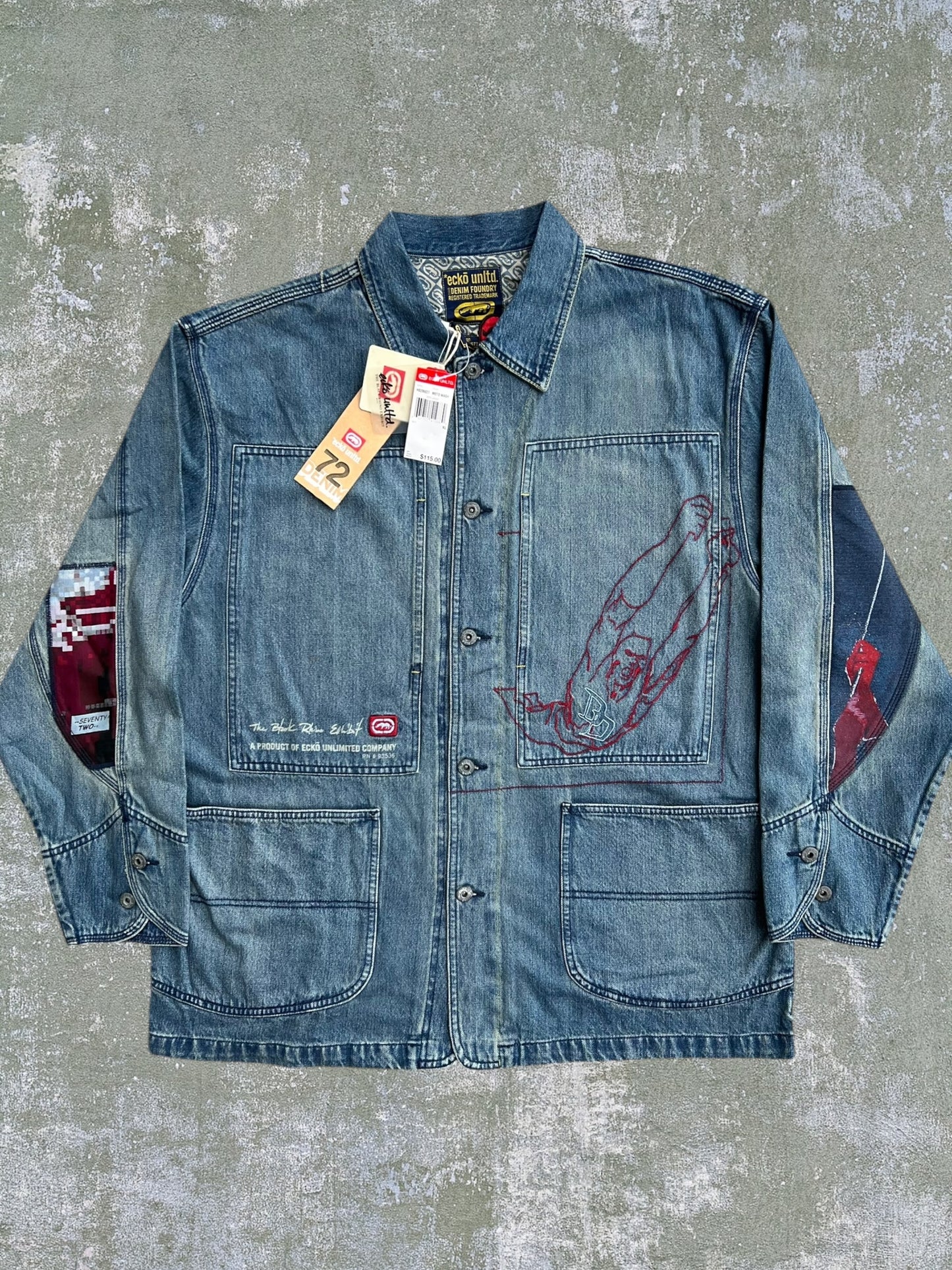 Early-2000s Ecko Marvel Daredevil Denim Chore Coat (XL) (New With Tags)