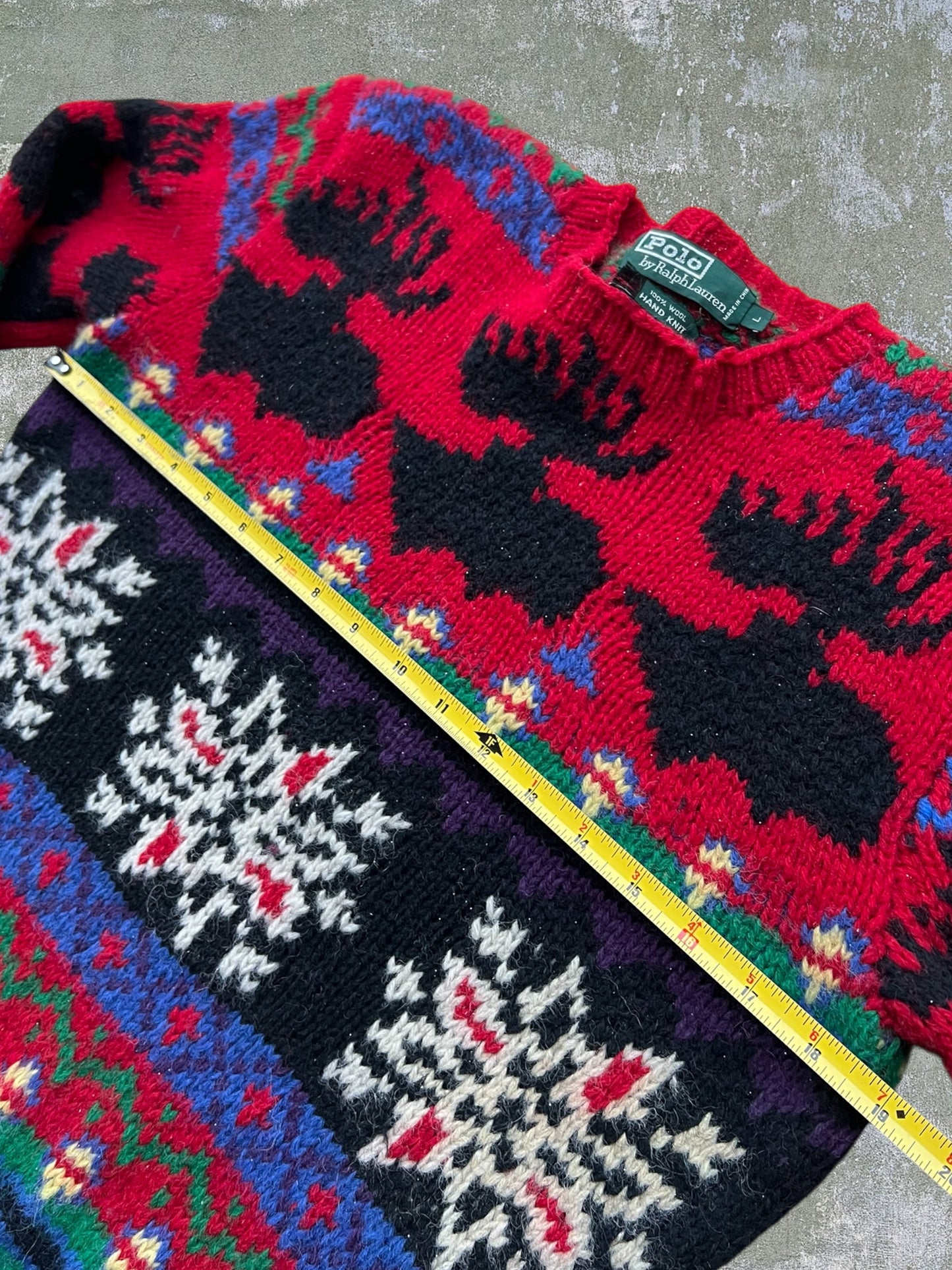 ‘90s/Early-2000s Polo Ralph Lauren Reindeer Patterned Wool Sweater (S)