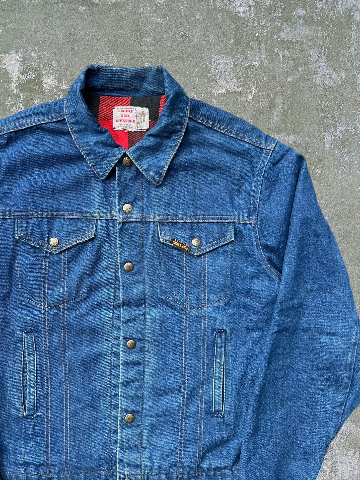 ‘80s/‘90s Saddle King Flannel Lined Denim Jacket (M)