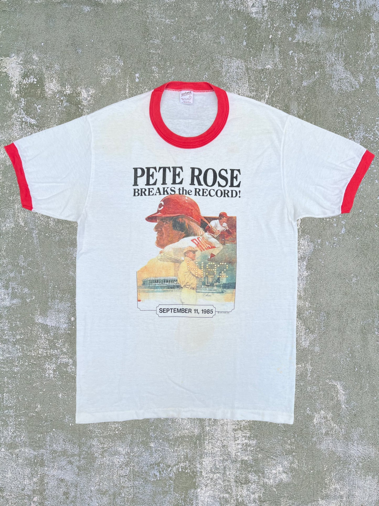 1985 Pete Rose Career Hits Record Tee (L)