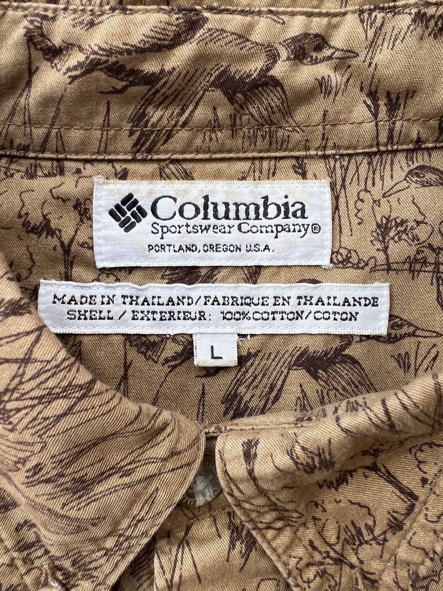 ‘90s Columbia Duck Pattern Shirt (L)