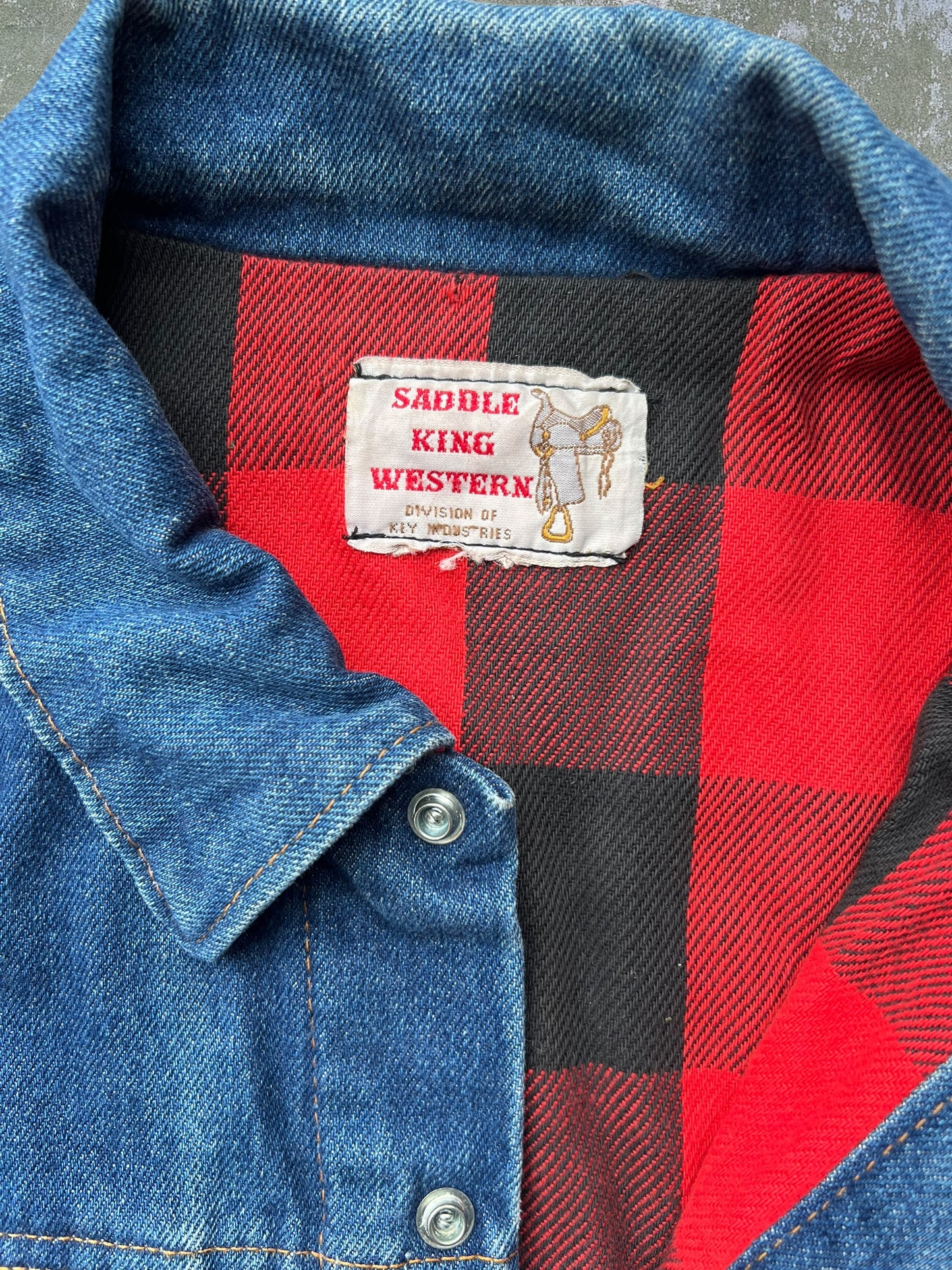 ‘80s/‘90s Saddle King Flannel Lined Denim Jacket (M)