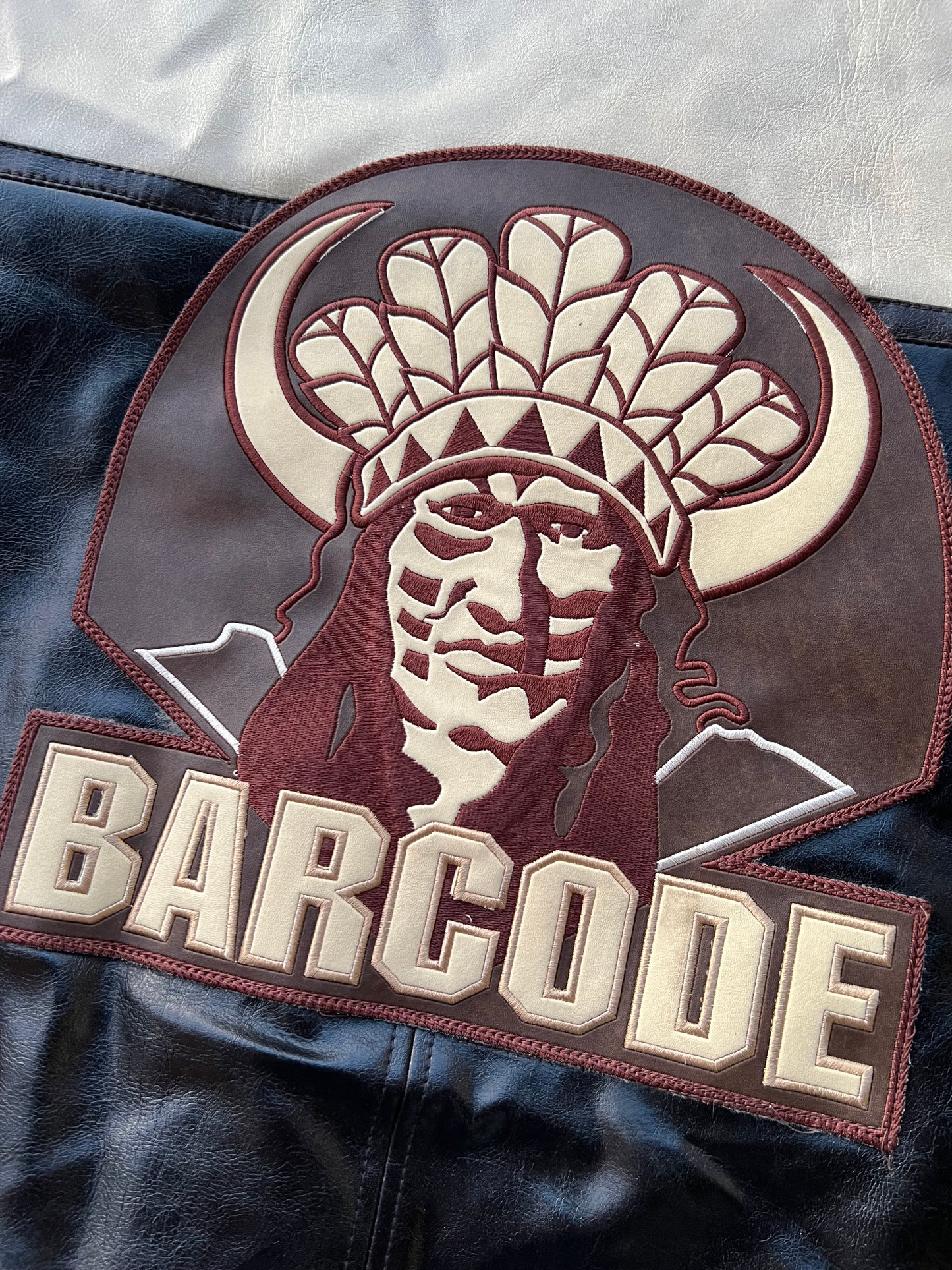 Early-2000s Barcode Leather Jacket (XL) (New With Tags)