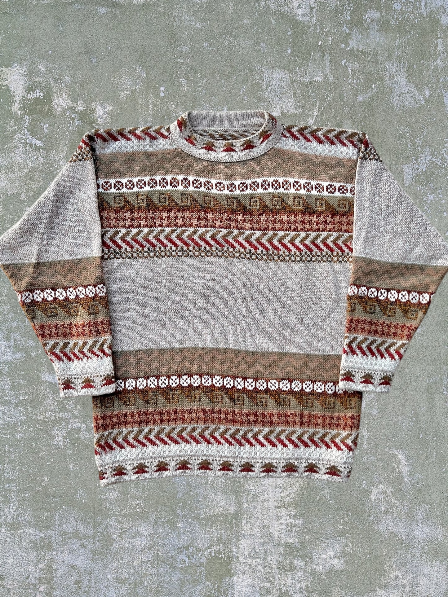 Vintage Patterned Wool Sweater (M)