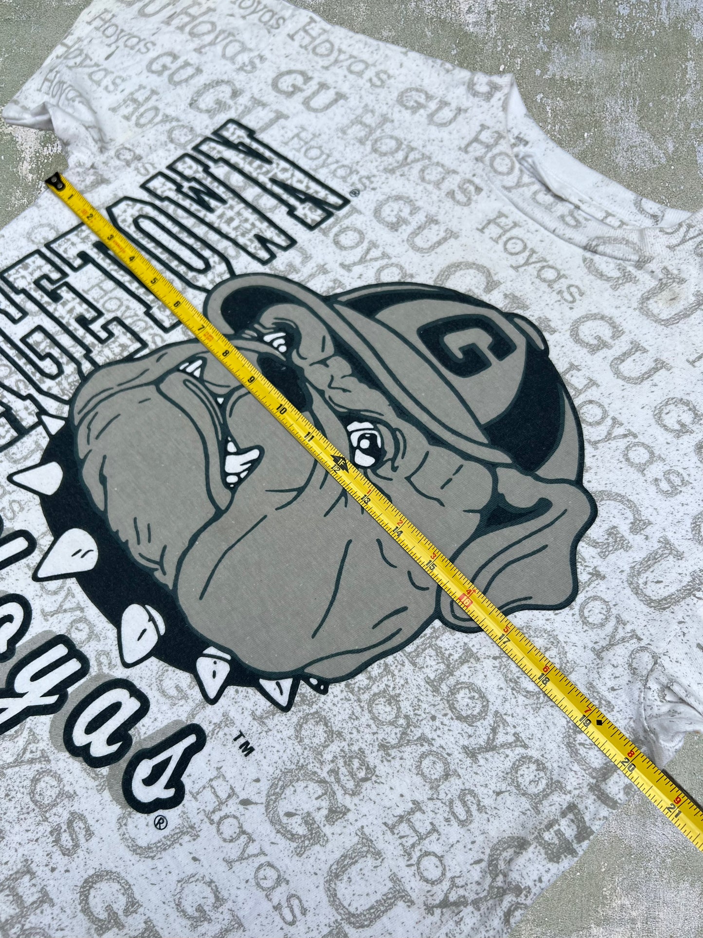 Early-90s Georgetown Hoyas All Over Print Tee (M)