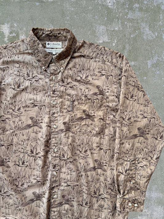 ‘90s Columbia Duck Pattern Shirt (L)