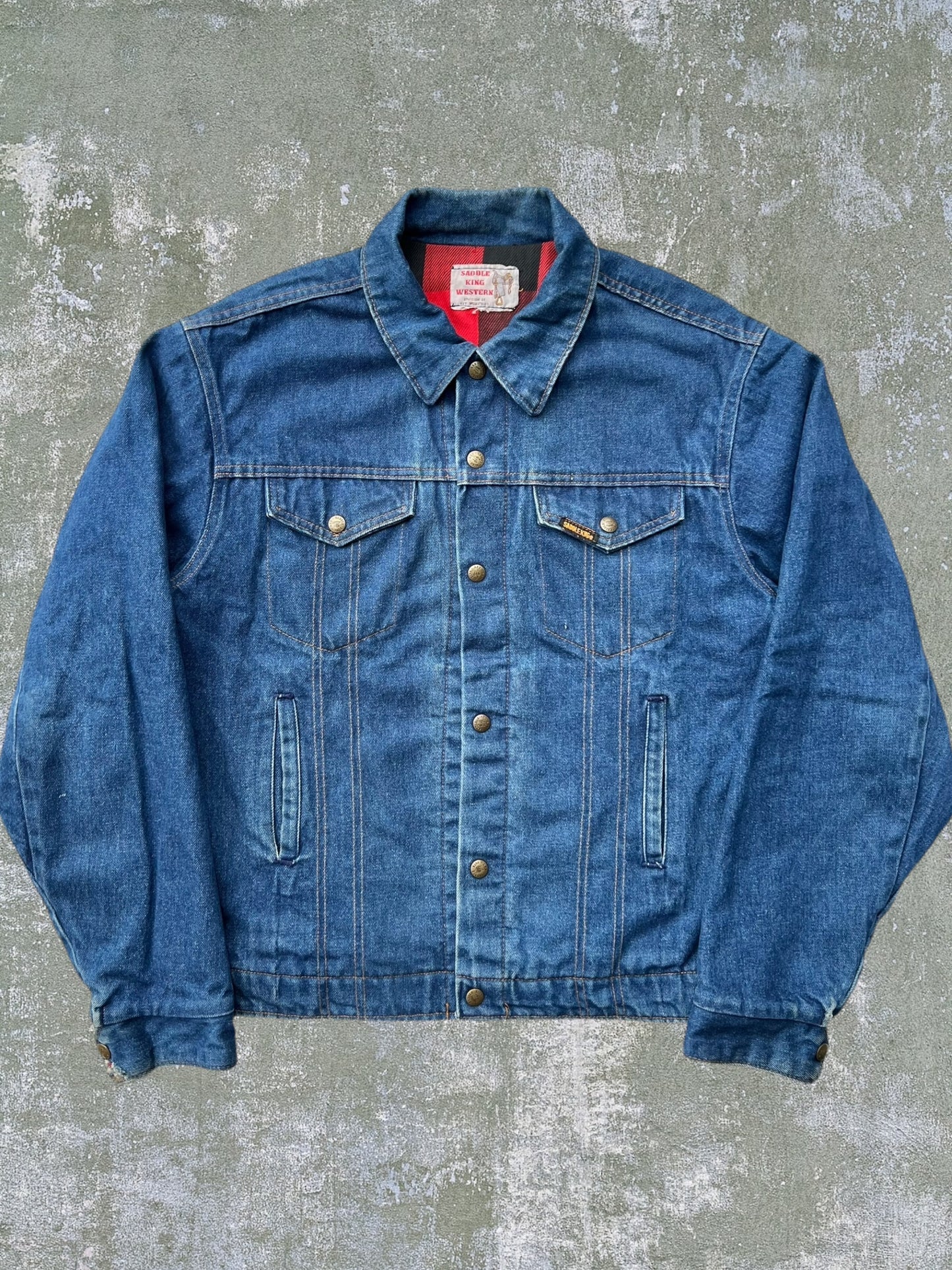 ‘80s/‘90s Saddle King Flannel Lined Denim Jacket (M)