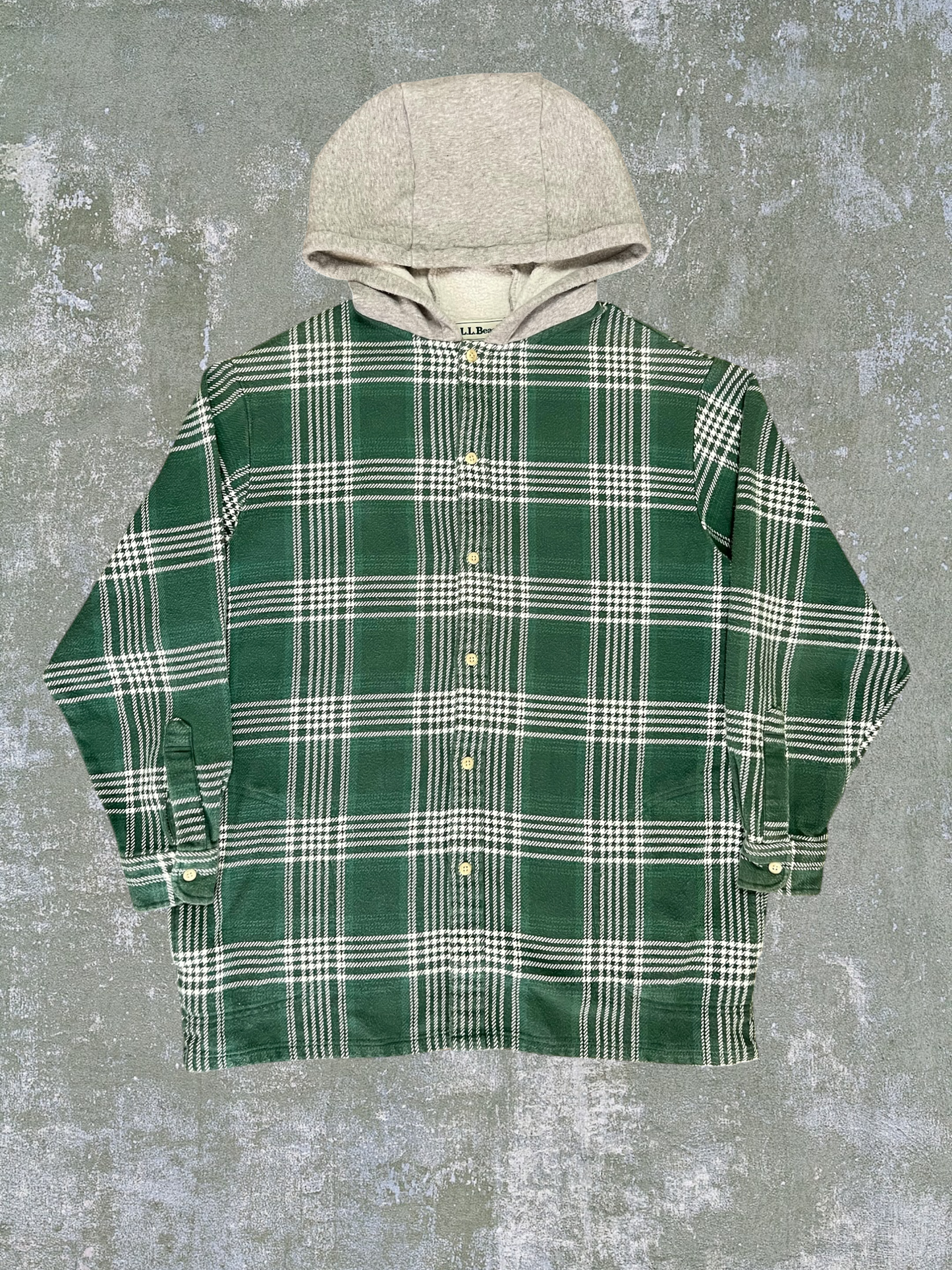 ‘90s LL Bean Hooded Flannel Shirt (M)