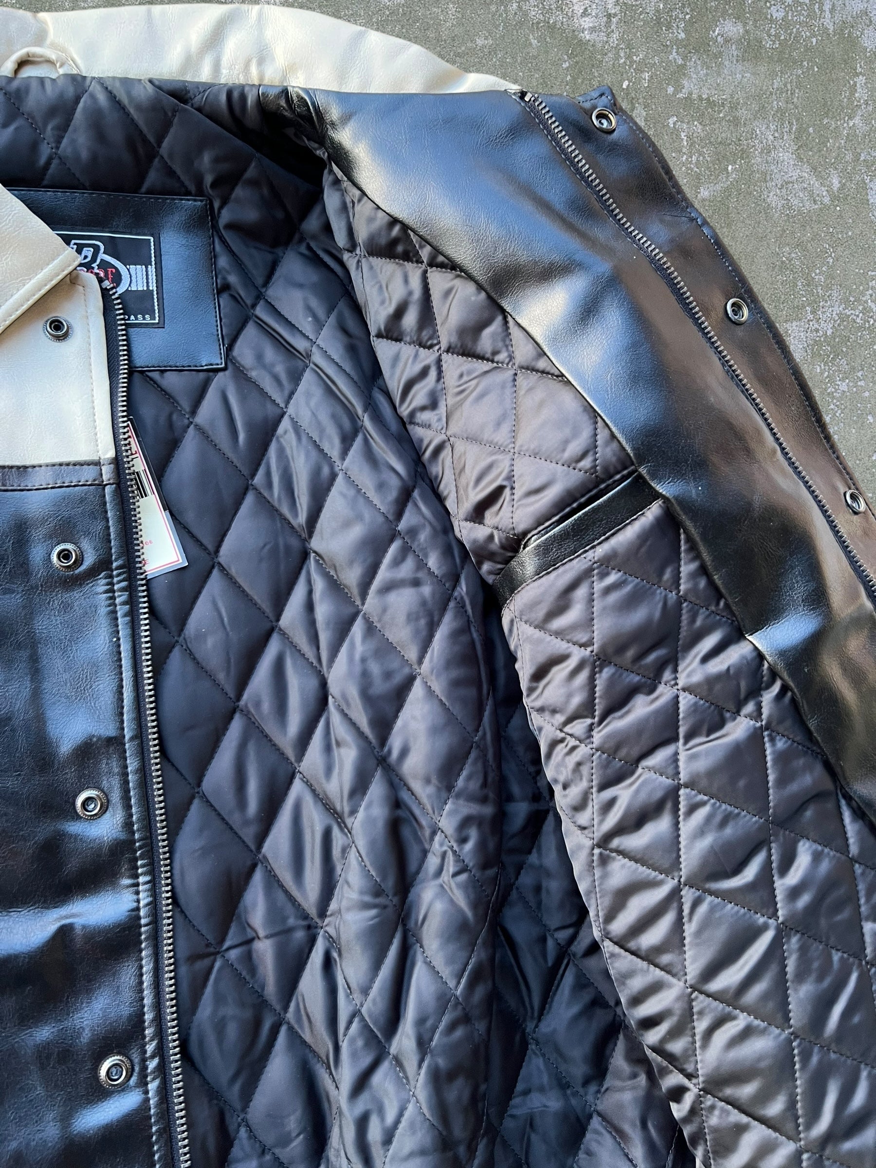 Early-2000s Barcode Leather Jacket (XL) (New With Tags) – GerbThrifts