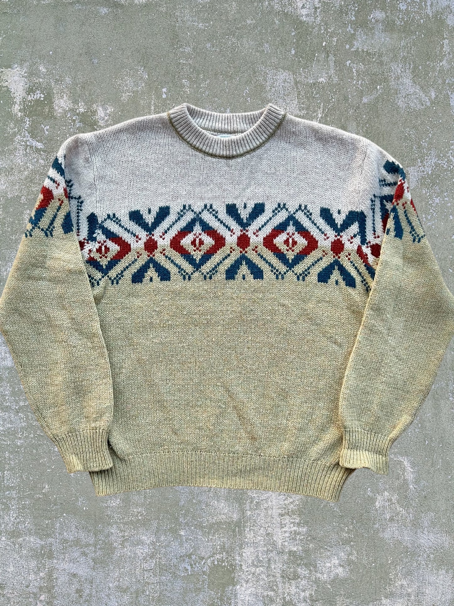 Vintage Patterned Wool Sweater (L)