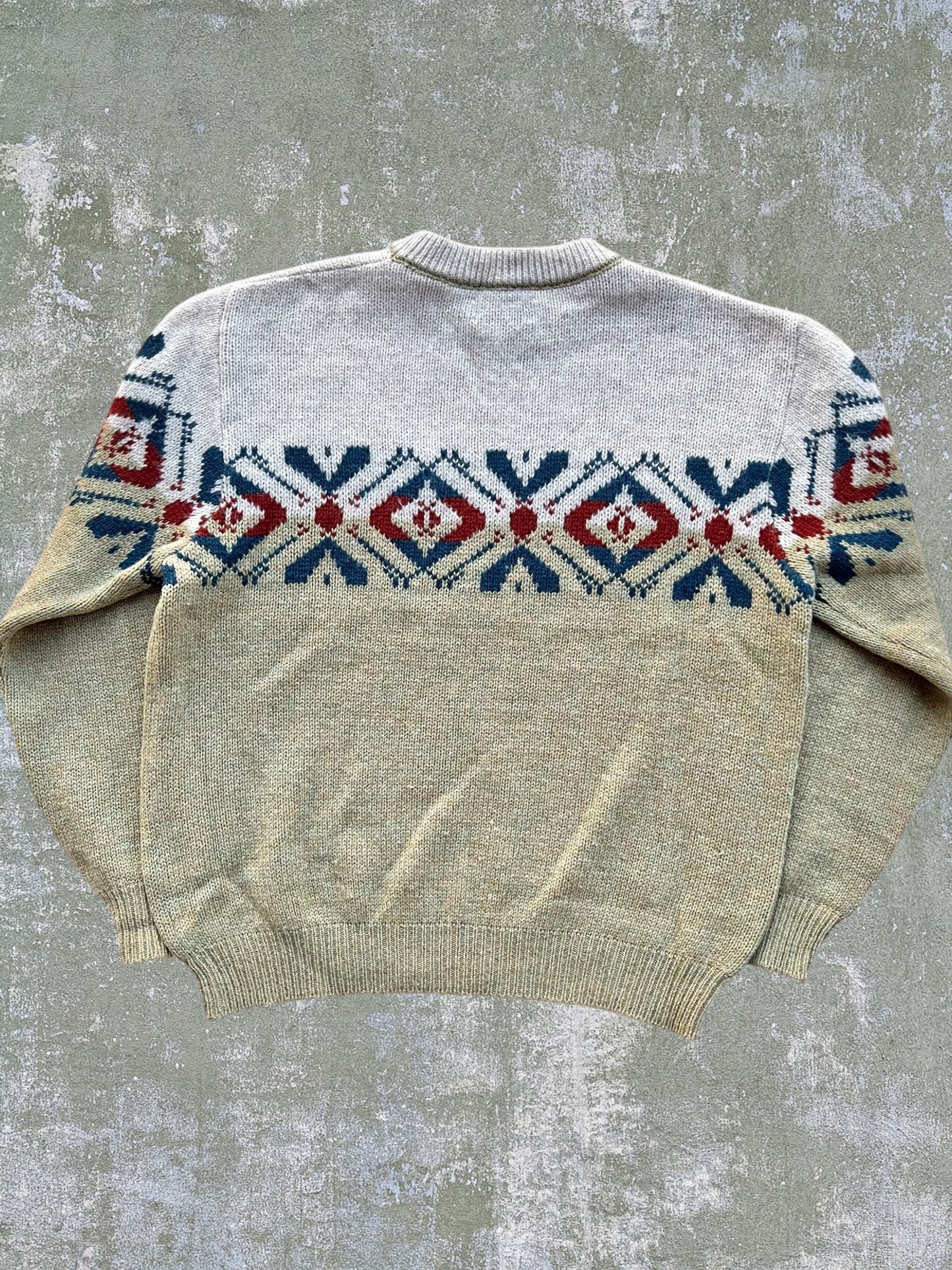 Vintage Patterned Wool Sweater (L)