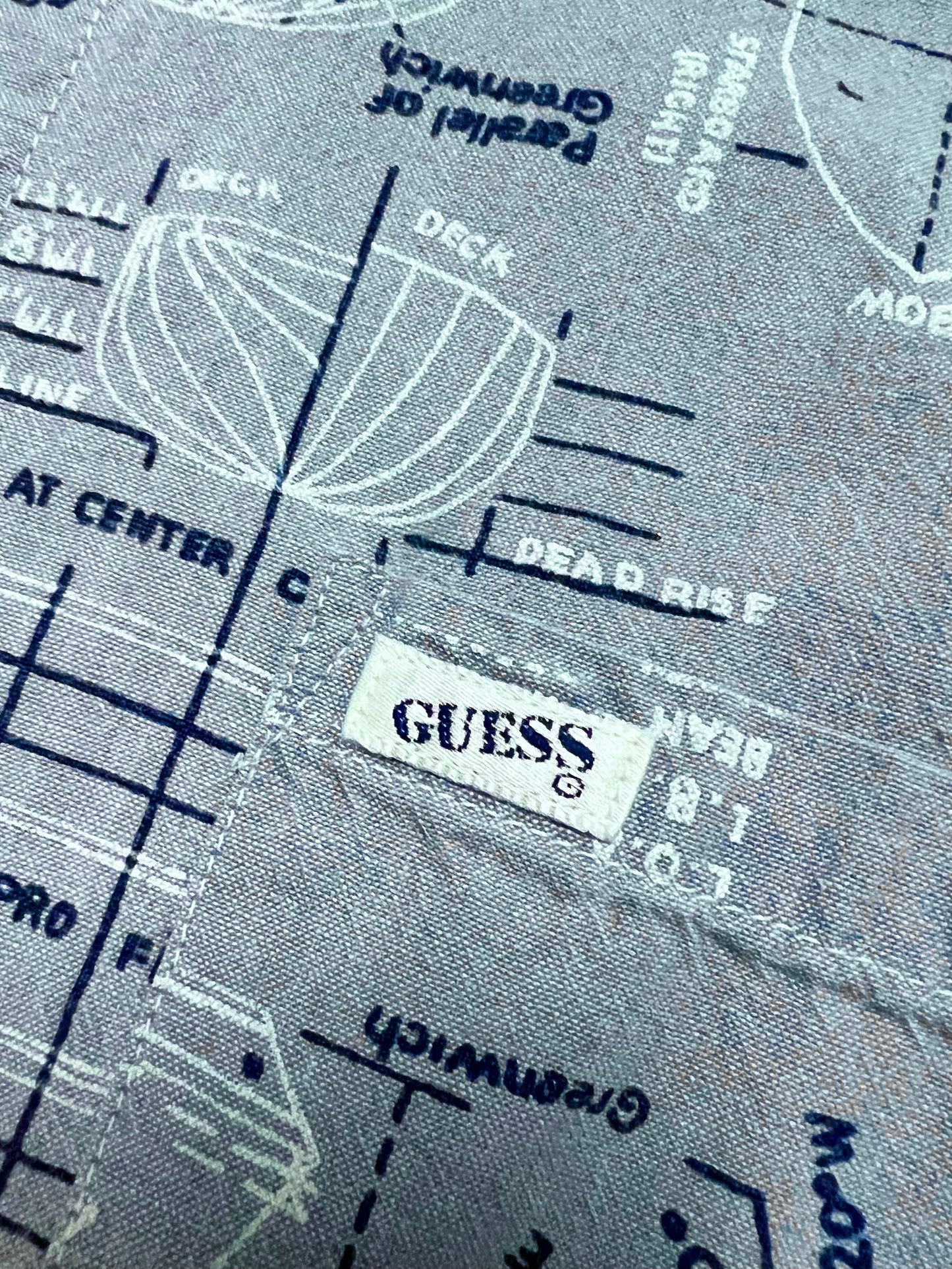 ‘90s Guess Map Patterned Shirt (XL)