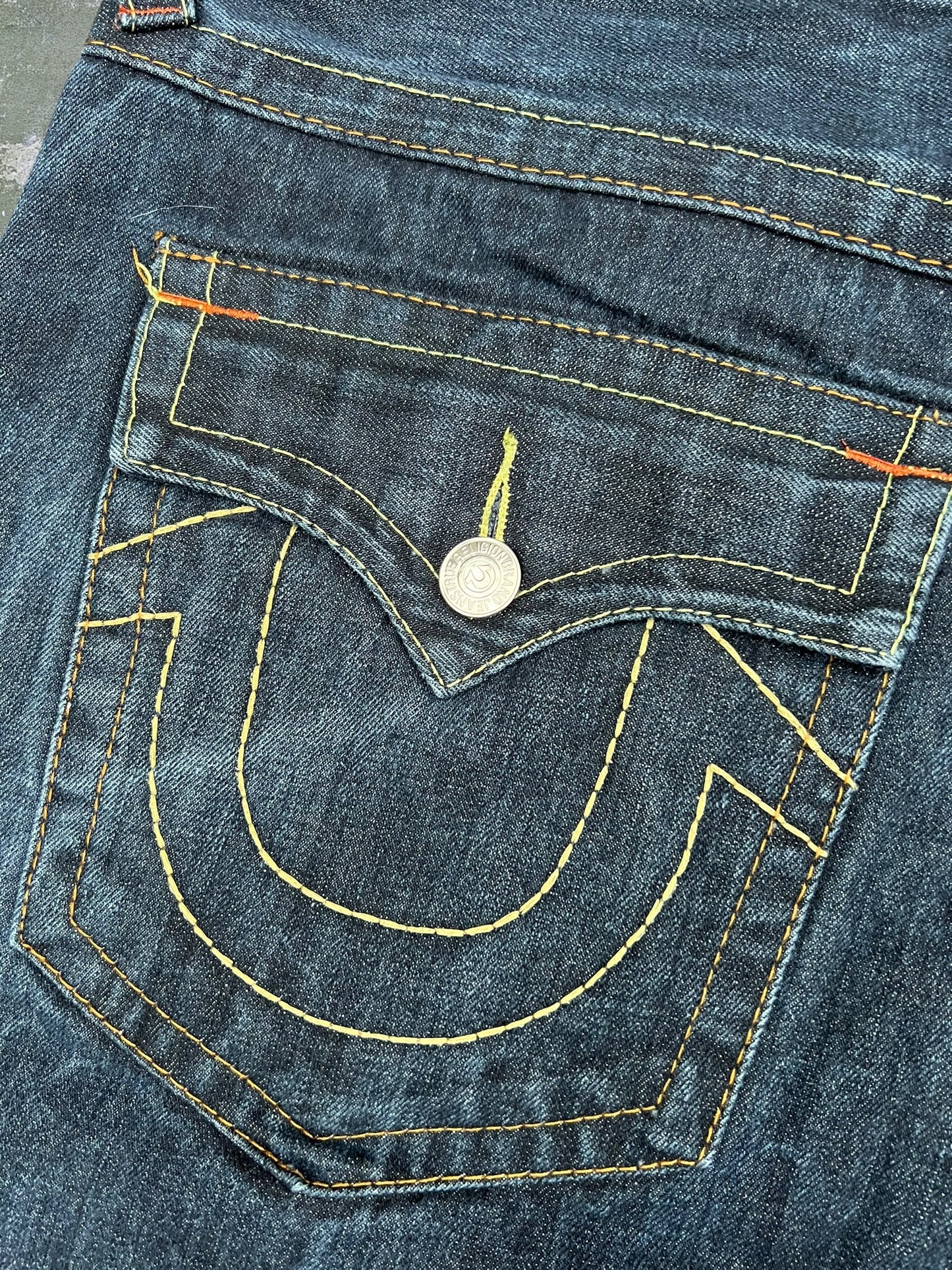 Early-2000s True Religion Embroidered Jean Shorts (42)