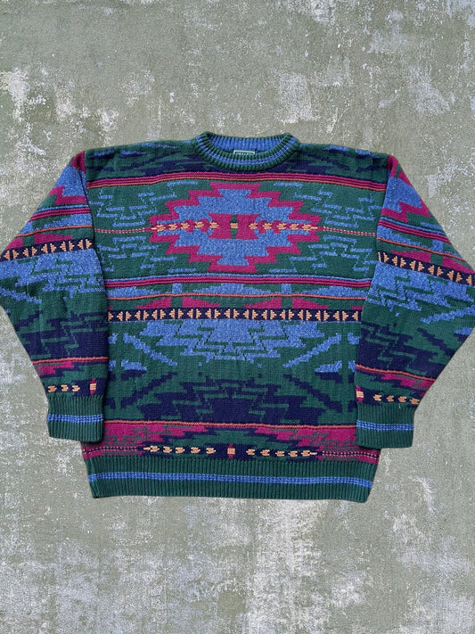 ‘90s Chaps Ralph Lauren Aztec Patterned Sweater (XL)